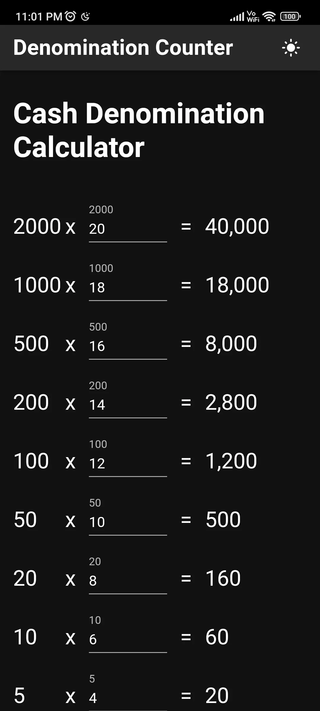 Cash Denomination Calculator | Indus Appstore | Screenshot