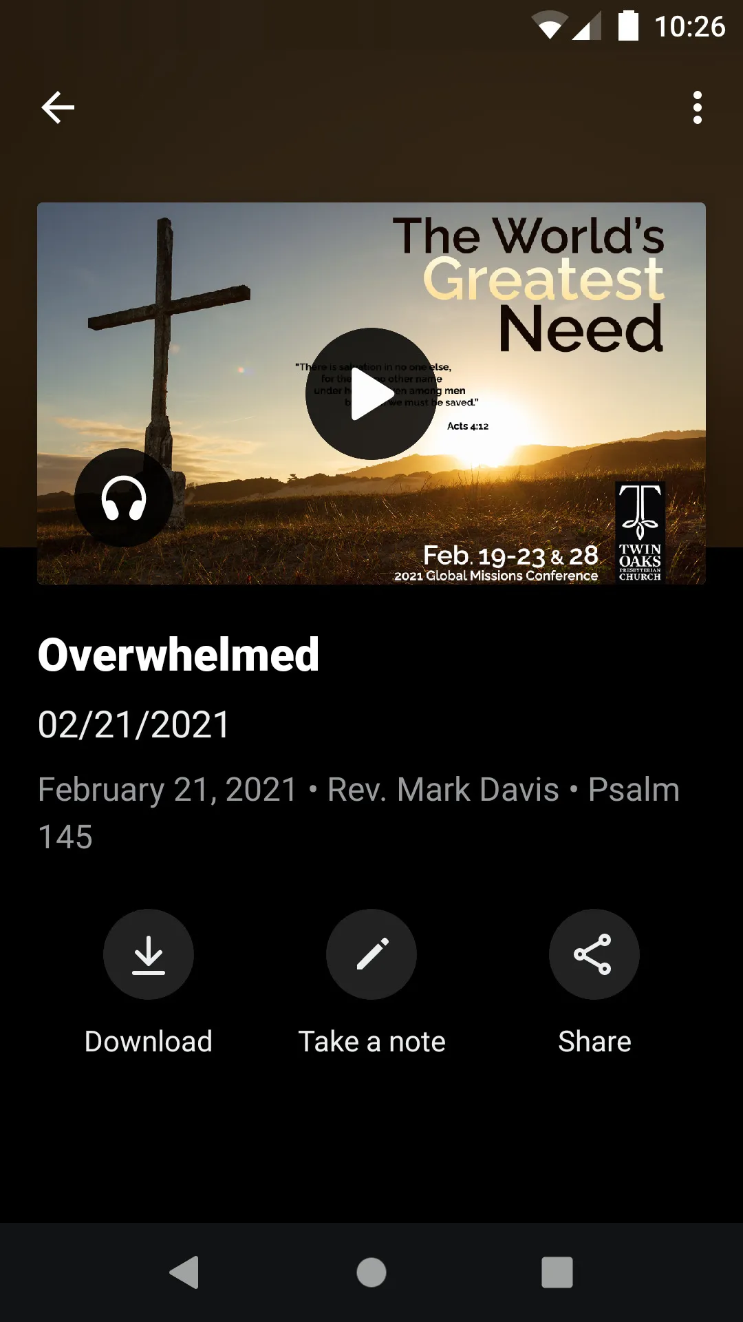 Twin Oaks Presbyterian Church | Indus Appstore | Screenshot