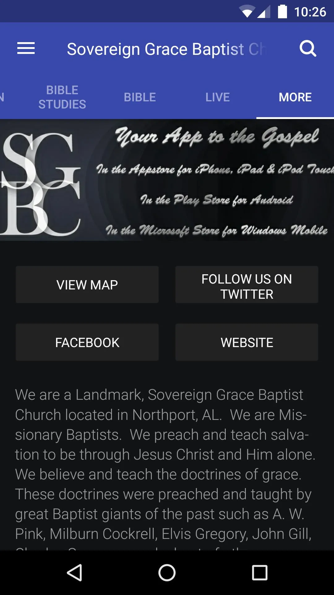 Sovereign Grace Baptist Church | Indus Appstore | Screenshot