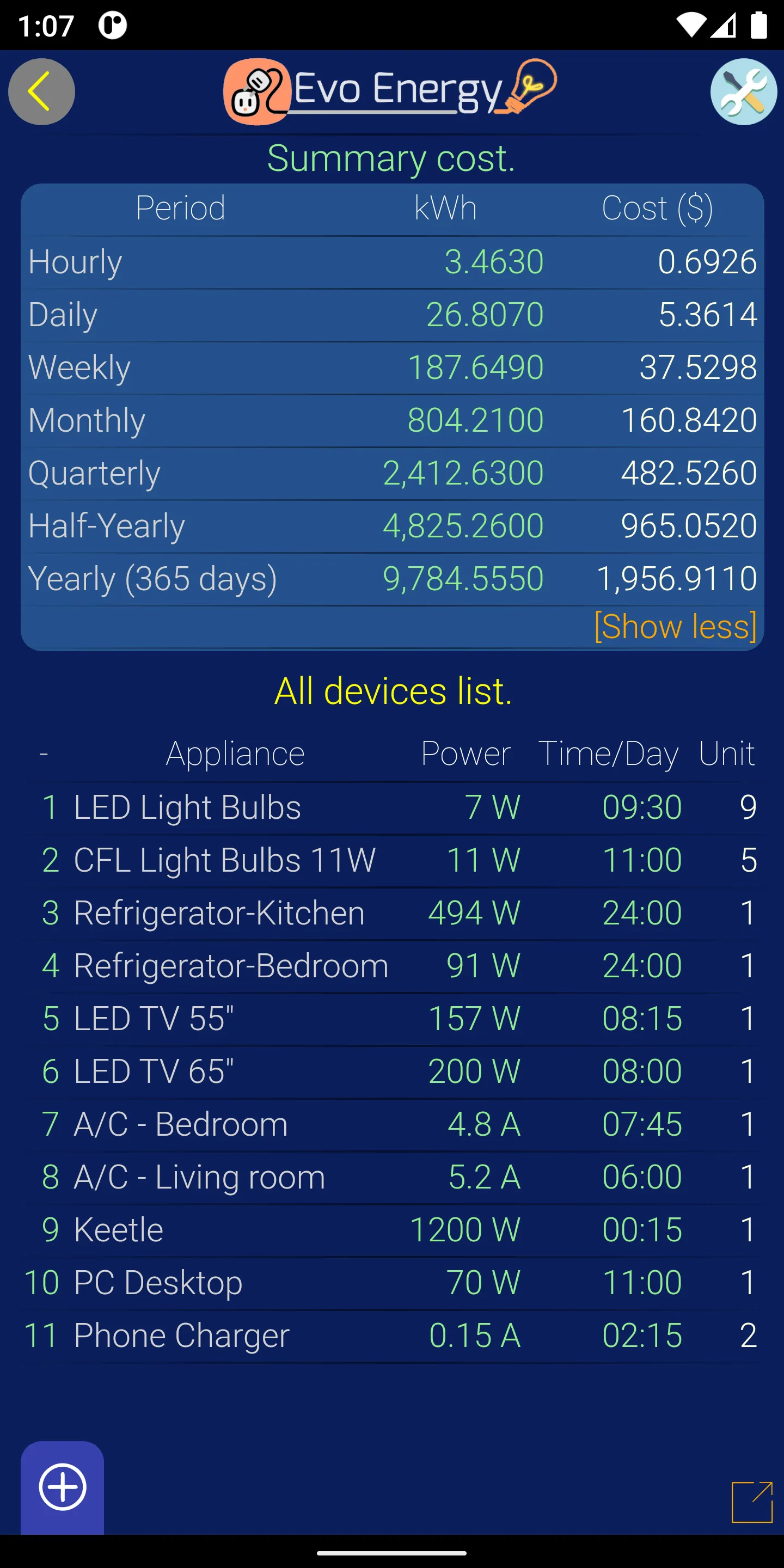 EvoEnergy - Electricity Calc | Indus Appstore | Screenshot