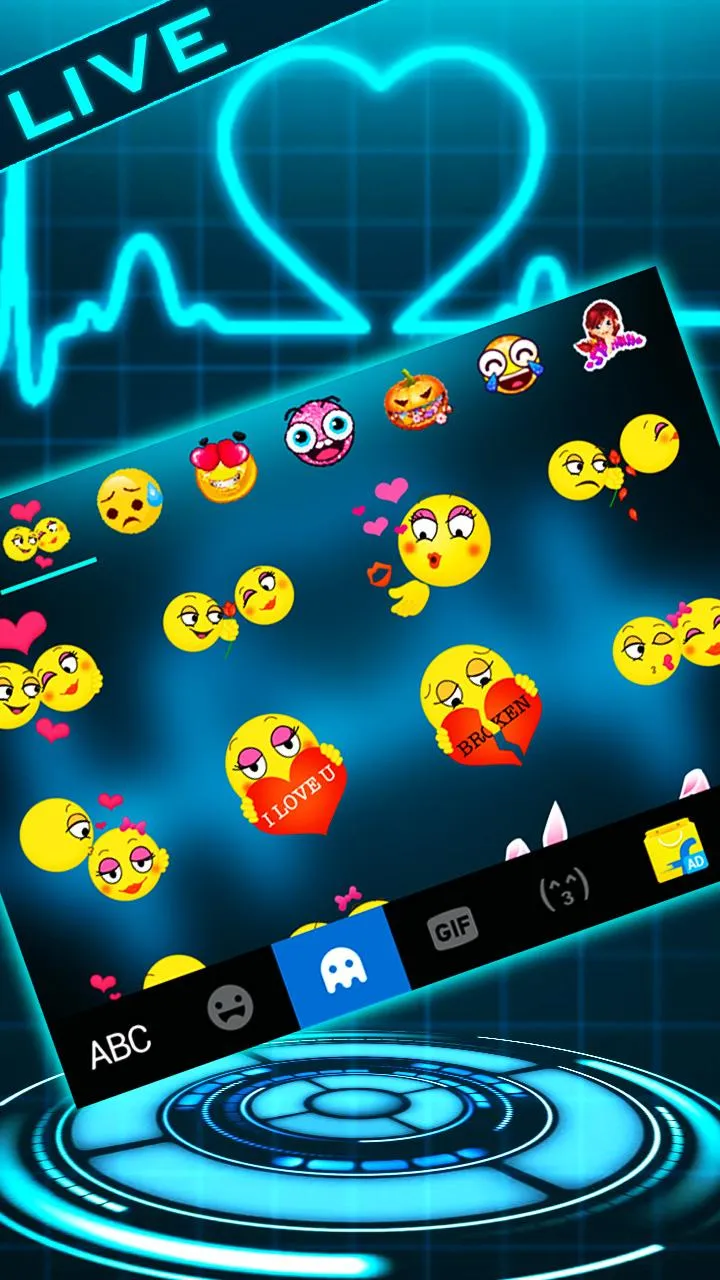 Animated Neon Heart Keyboard T | Indus Appstore | Screenshot