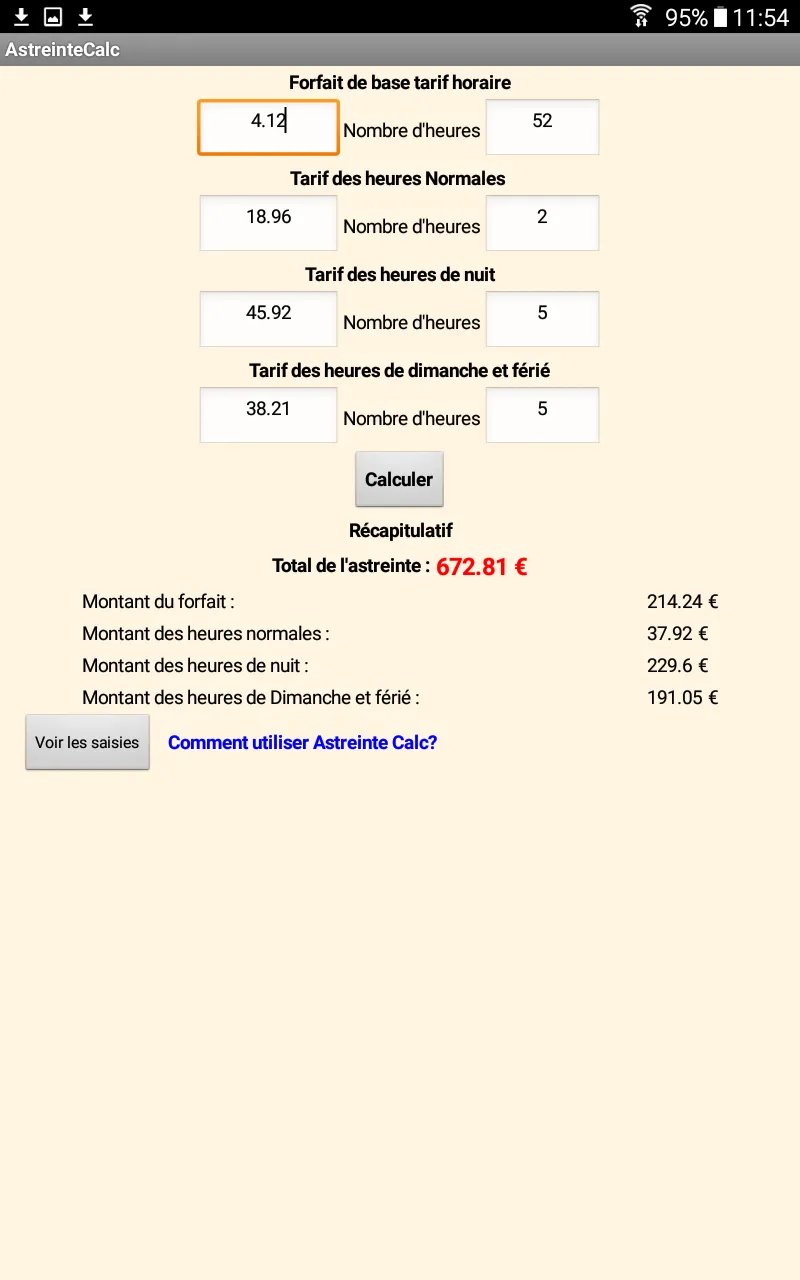 Calculateur d'astreinte FPH | Indus Appstore | Screenshot