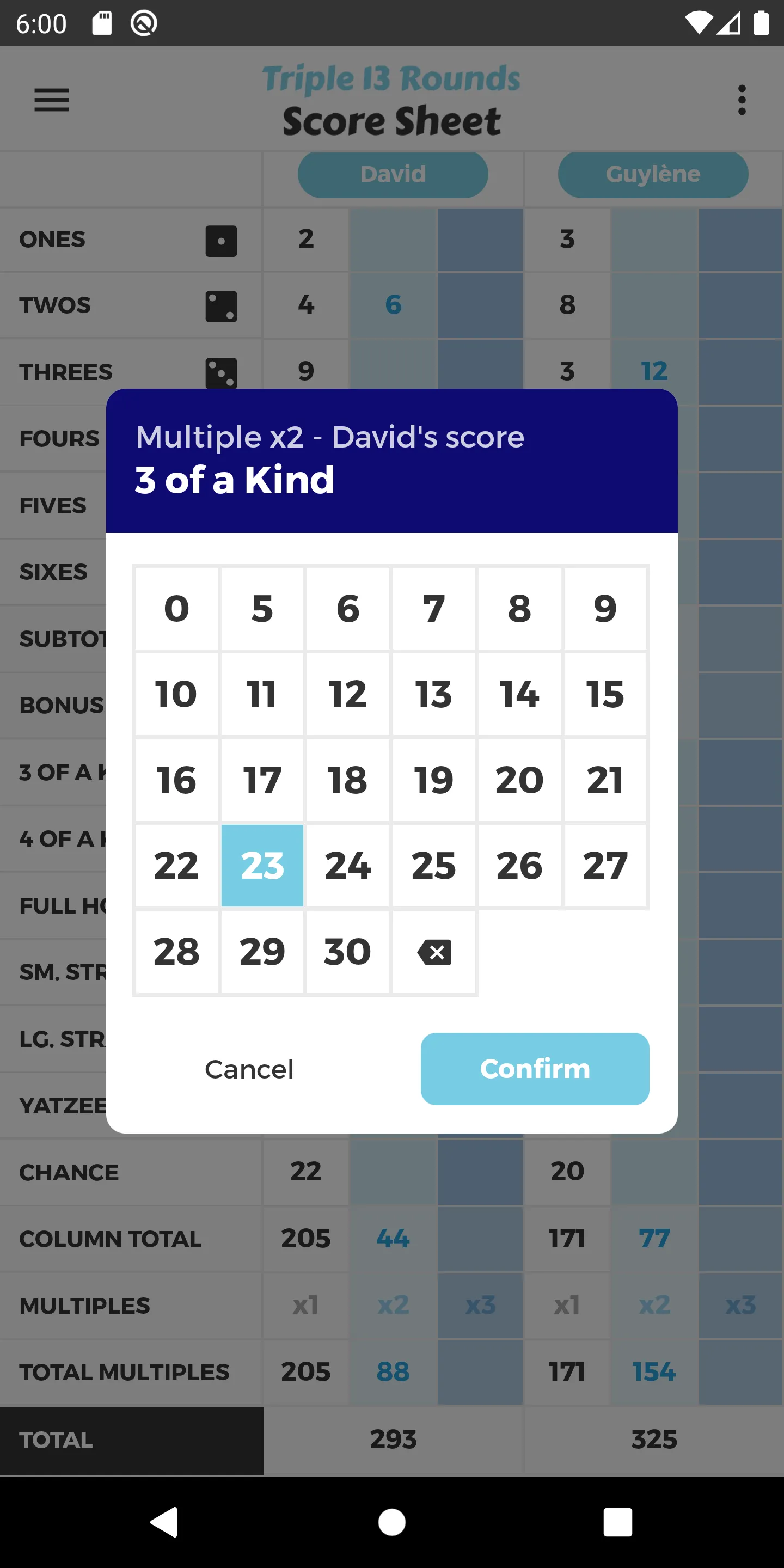 Triple 13 Rounds Score Sheet | Indus Appstore | Screenshot