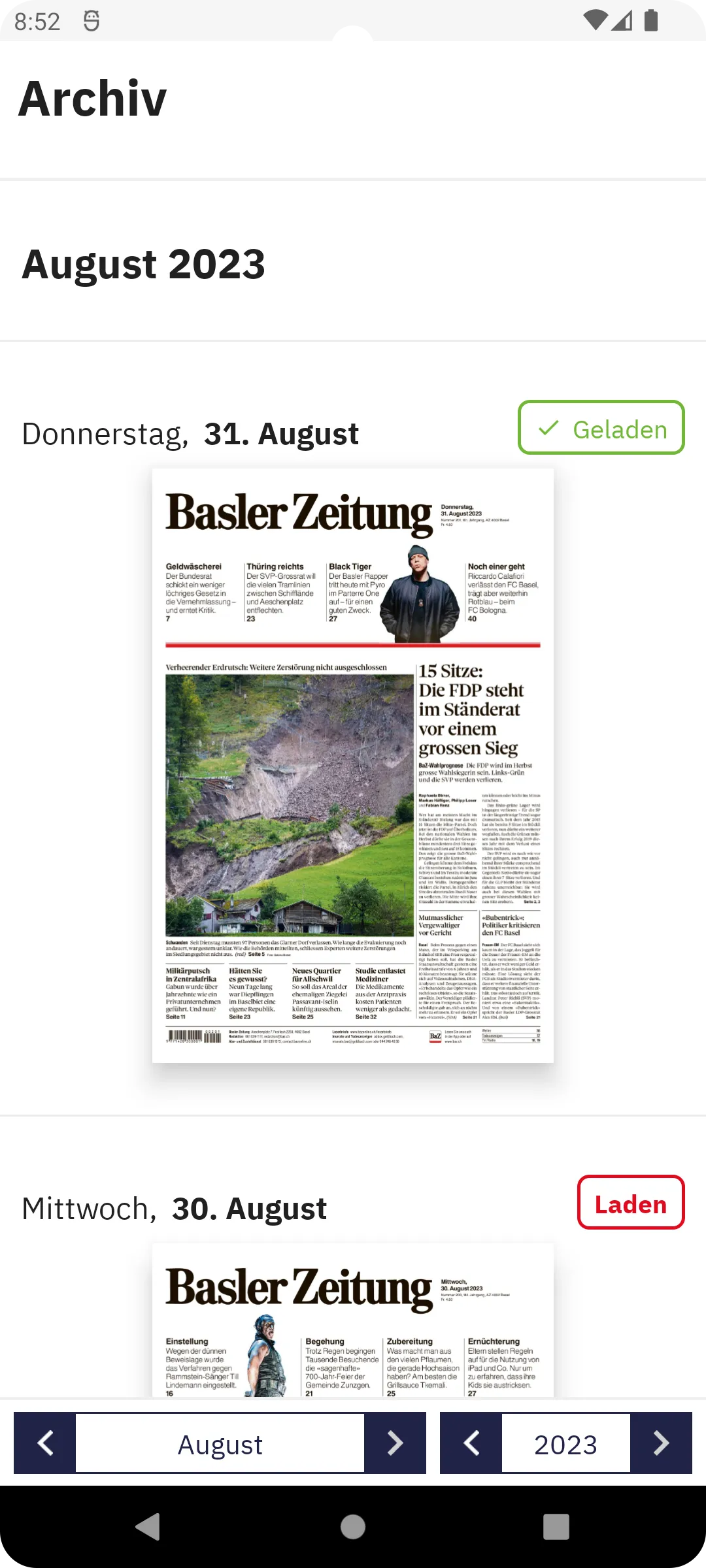 Basler Zeitung E-Paper | Indus Appstore | Screenshot