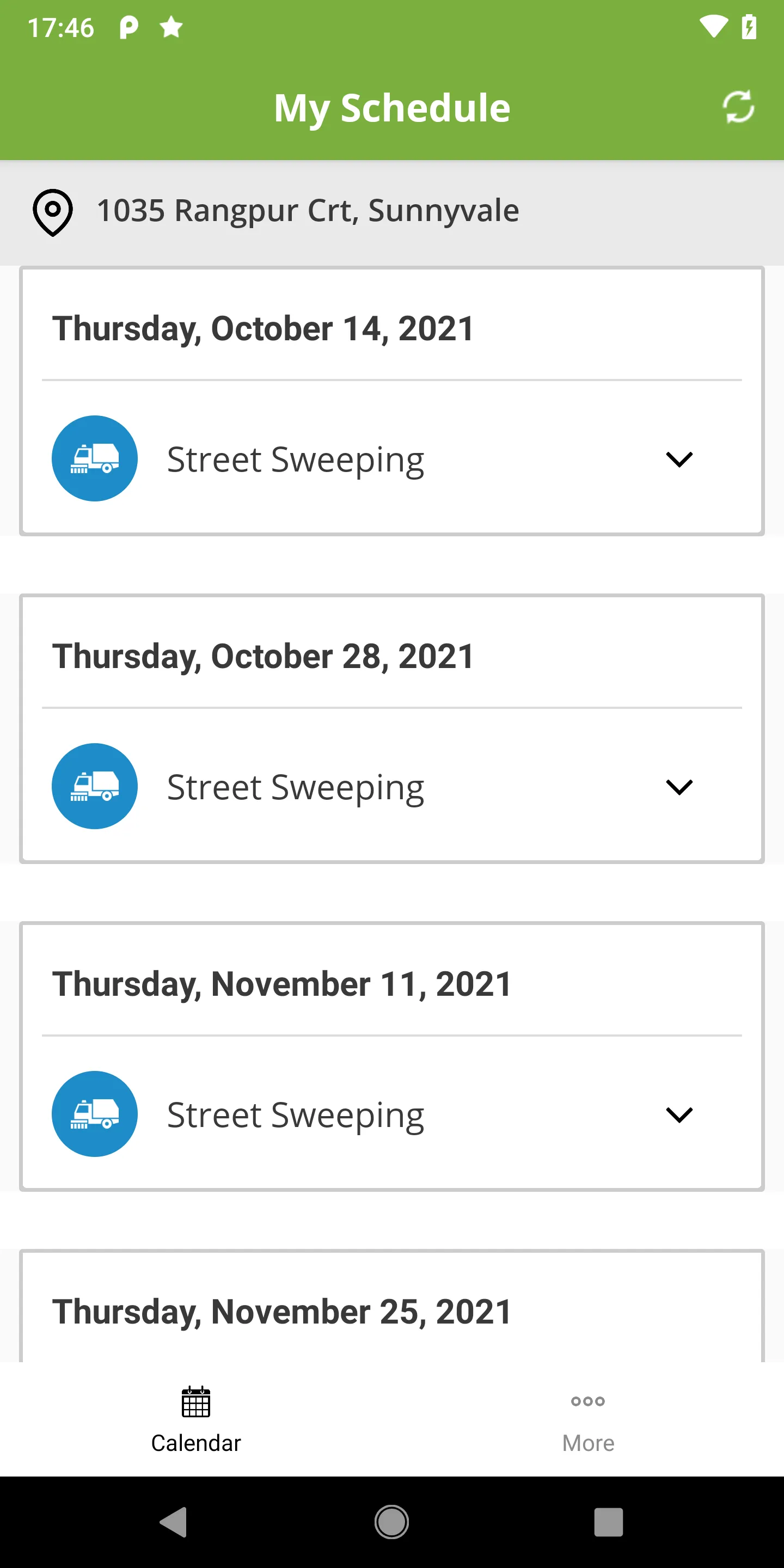 Sunnyvale Street Sweeping | Indus Appstore | Screenshot