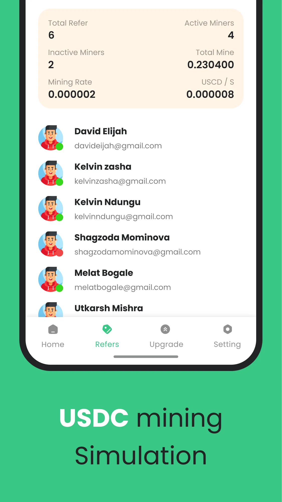 USDC mining Simulation - Apps on Indus Appstore