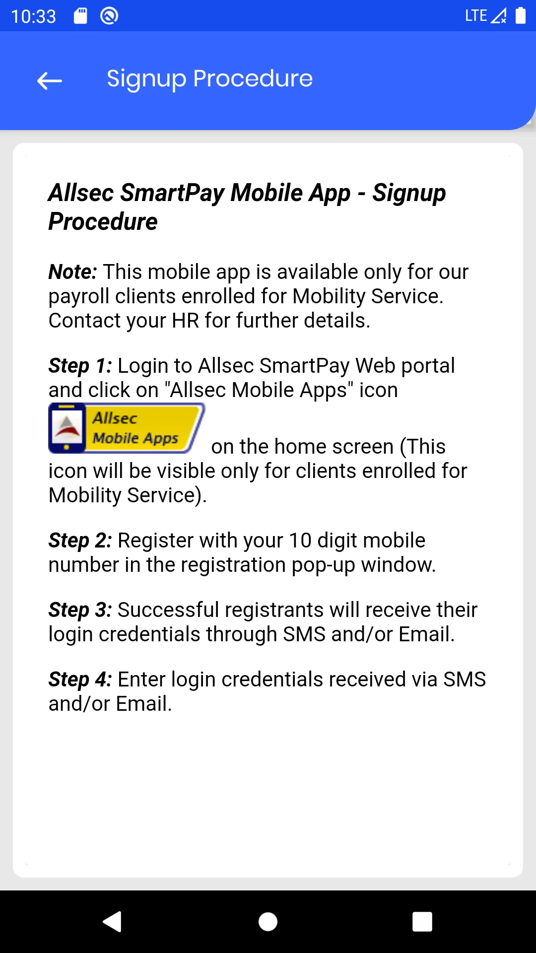 Allsec SmartPay Mobile Service | Indus Appstore | Screenshot