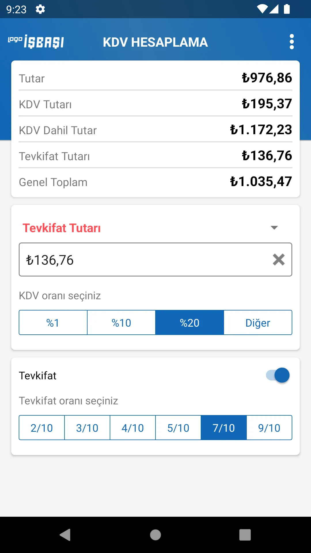 KDV Hesaplama Pro | Indus Appstore | Screenshot