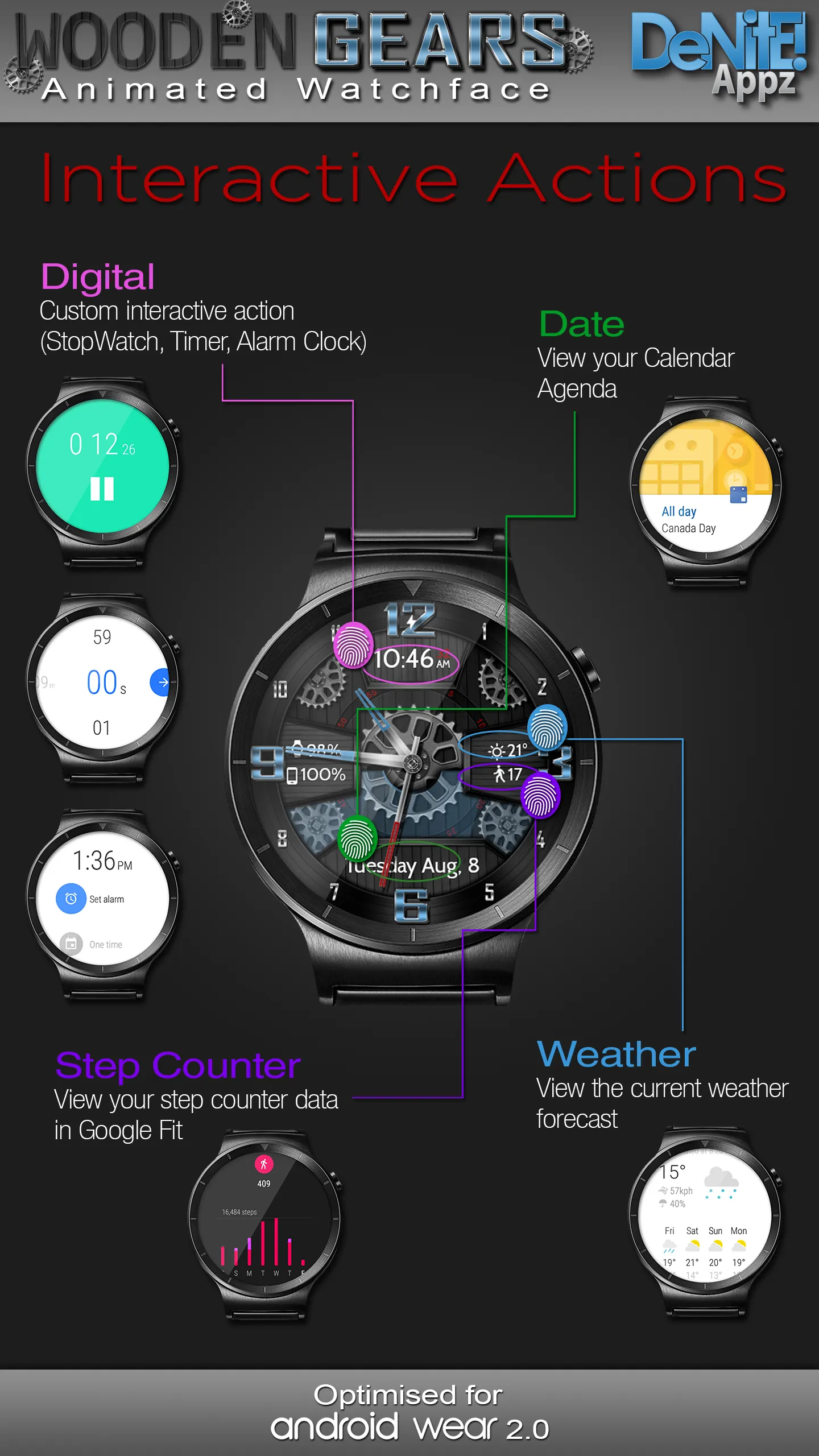 Wooden Gears HD Watch Face | Indus Appstore | Screenshot