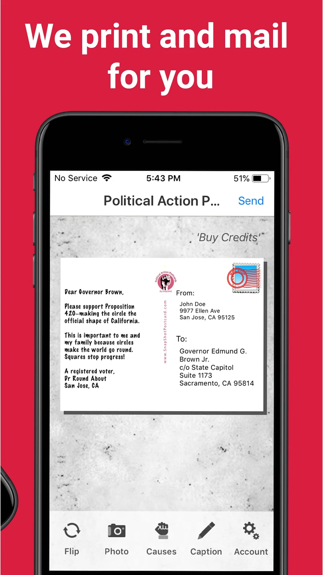 Political Action Postcard App | Indus Appstore | Screenshot