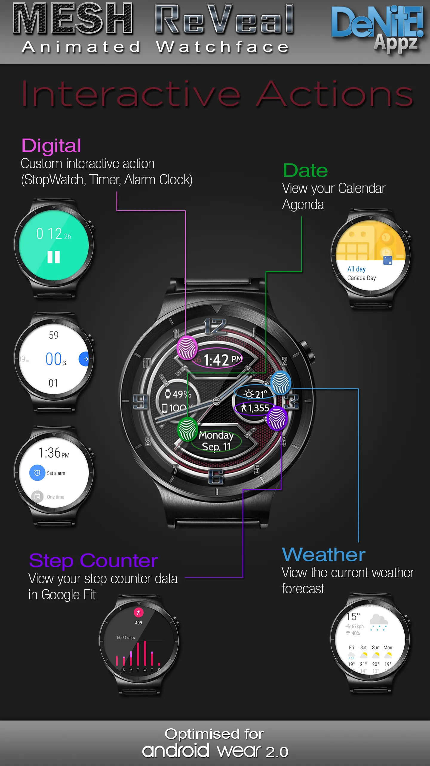 Mesh ReVeal HD Watch Face | Indus Appstore | Screenshot