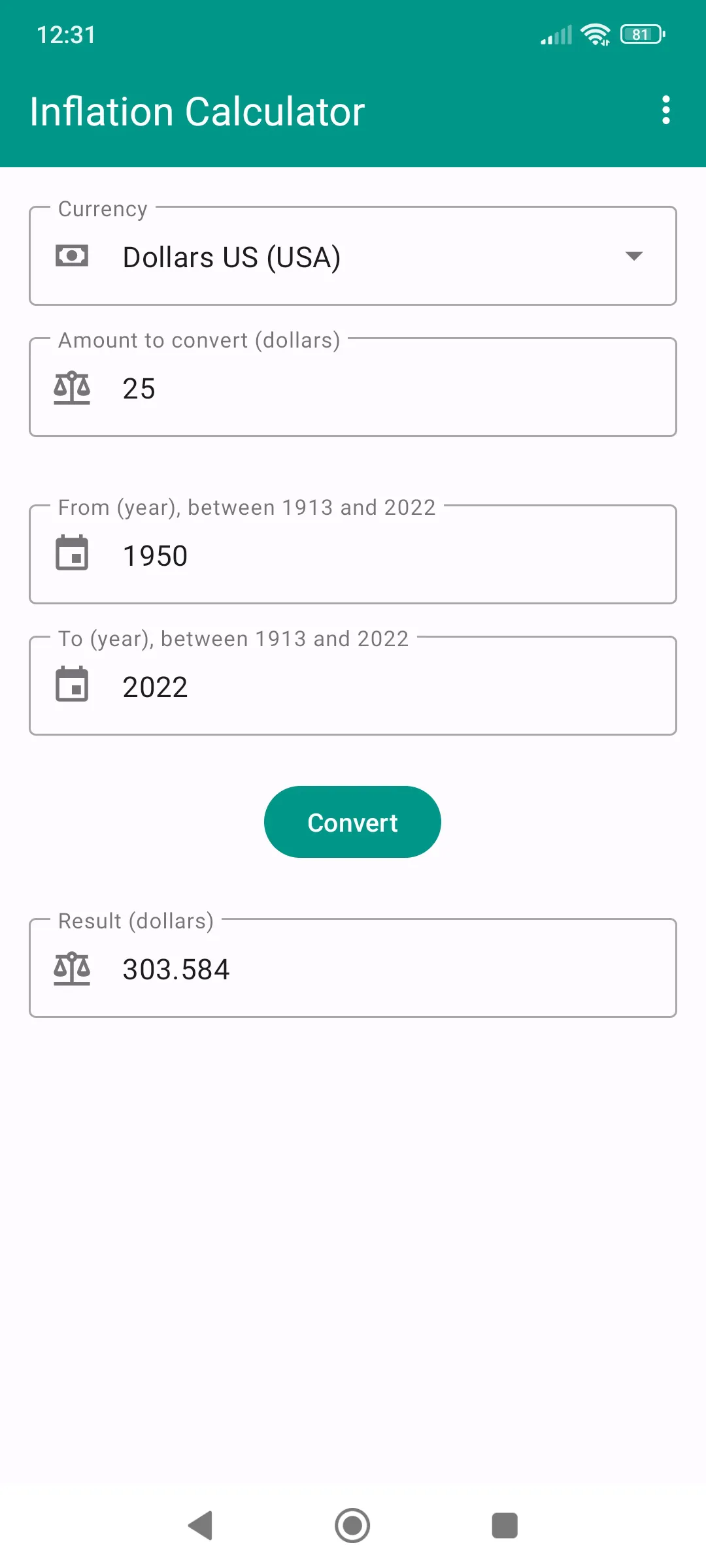 Inflation Calculator | Indus Appstore | Screenshot