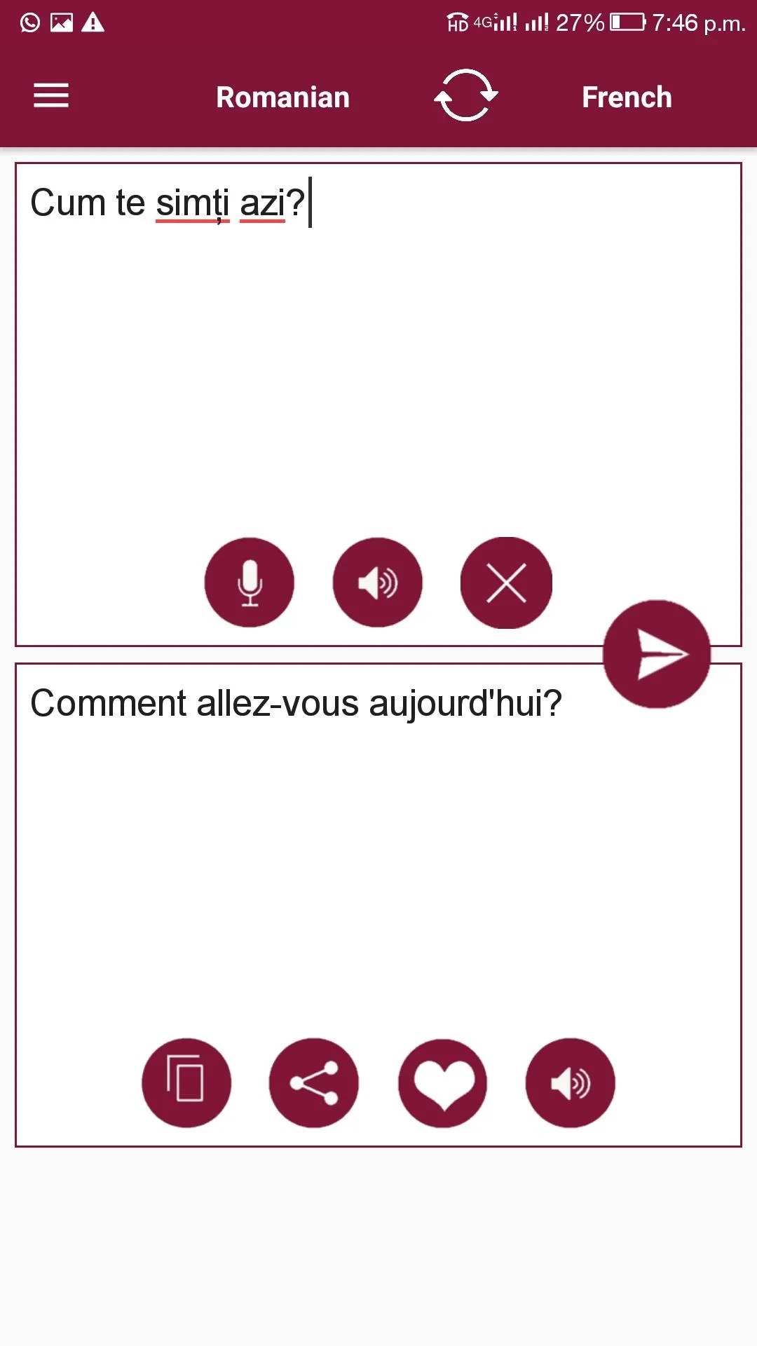 Romanian - French Translator | Indus Appstore | Screenshot