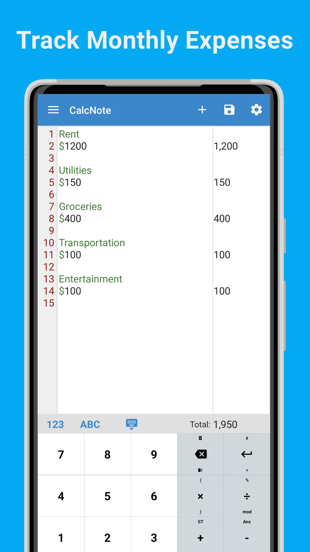 CalcNote - Notepad Calculator | Indus Appstore | Screenshot