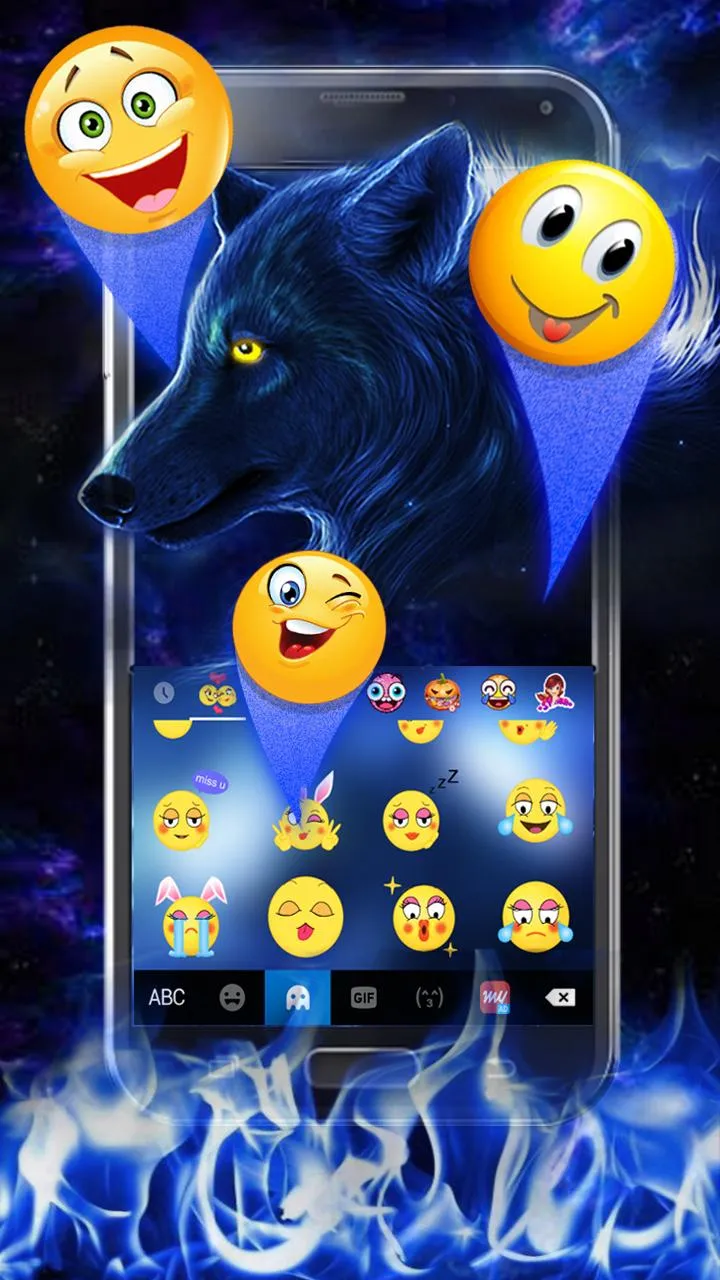 Blue Flaming Wolf Keyboard The | Indus Appstore | Screenshot