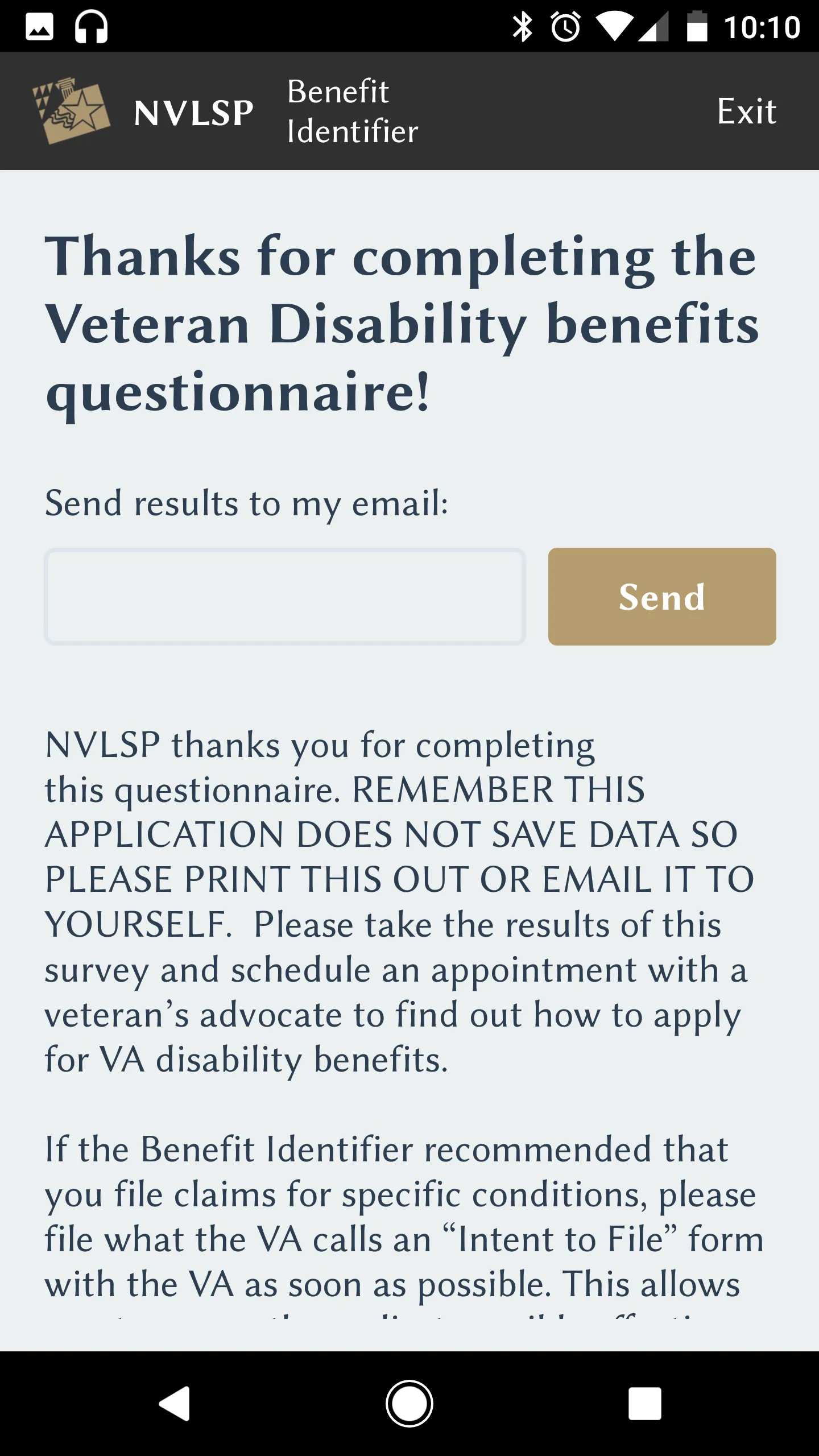 NVLSP VA Benefit Identifier | Indus Appstore | Screenshot