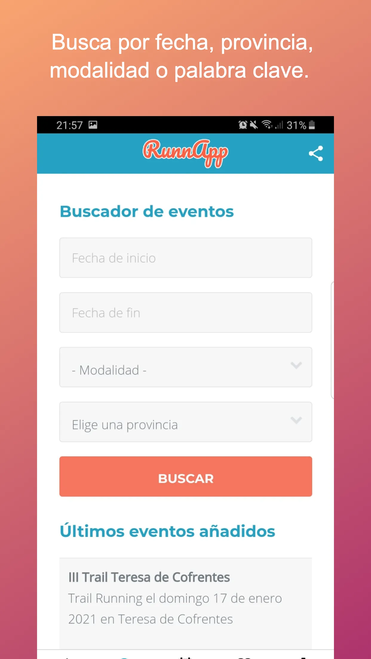 Buscador Carreras Populares | Indus Appstore | Screenshot