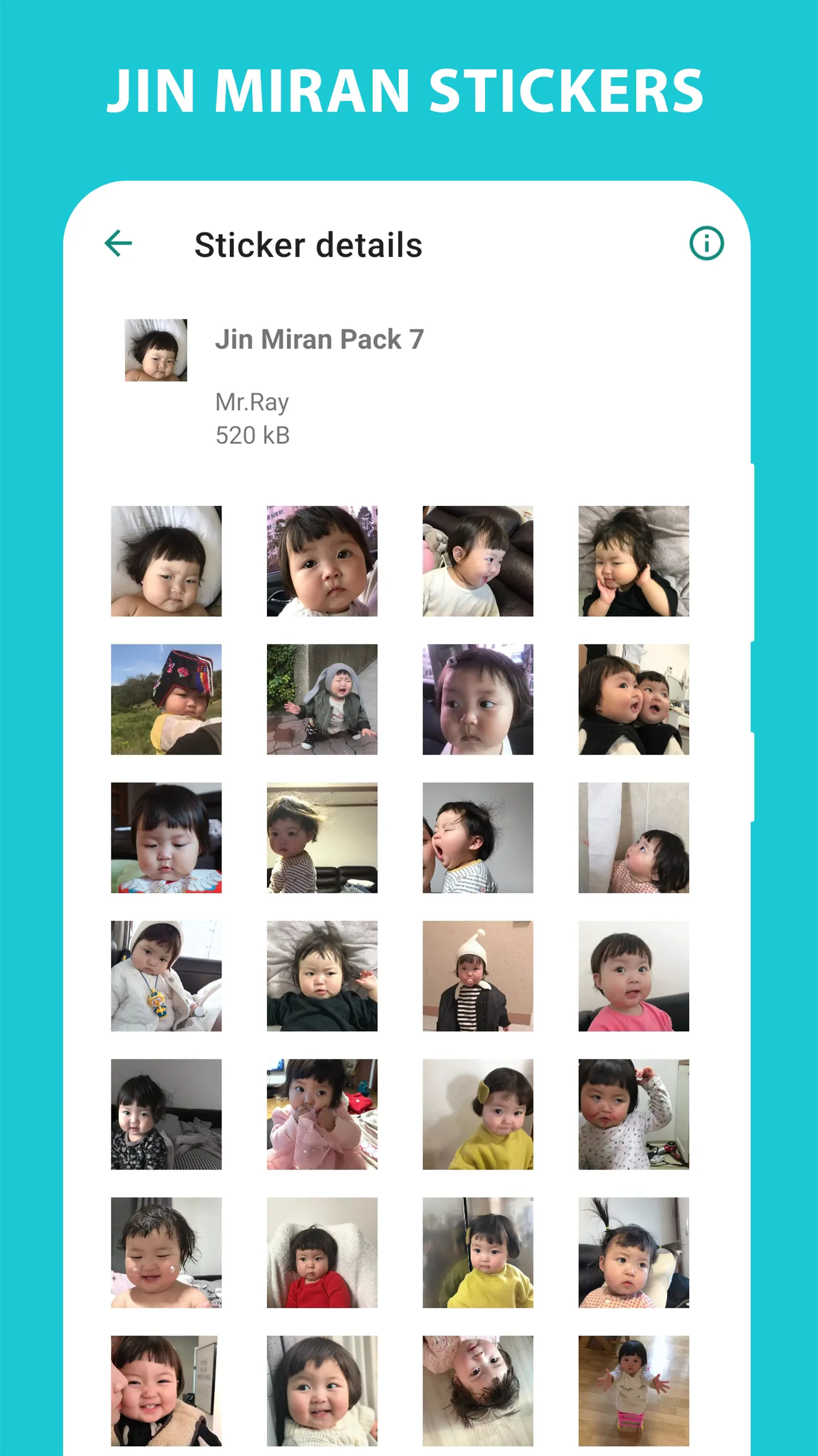 Cute Baby Stickers: Jin Miran | Indus Appstore | Screenshot