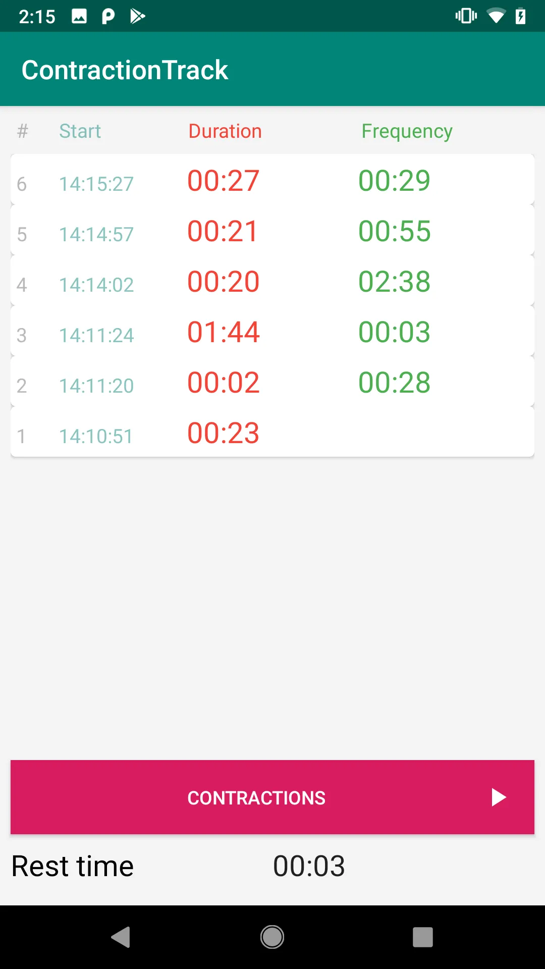 Contractions timer | Indus Appstore | Screenshot