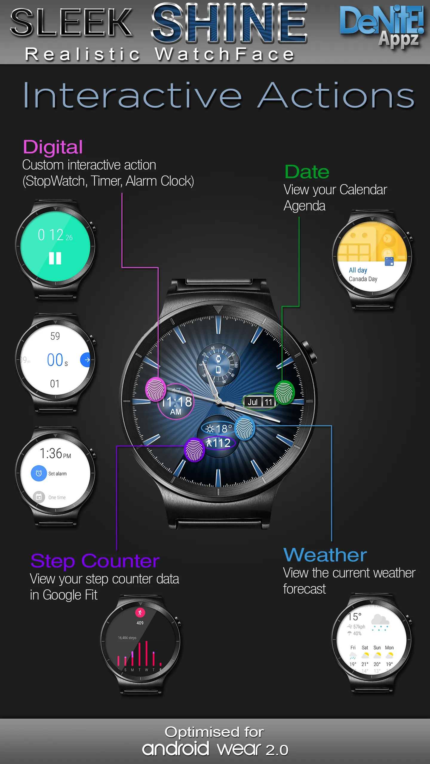 Sleek Shine HD Watch Face | Indus Appstore | Screenshot