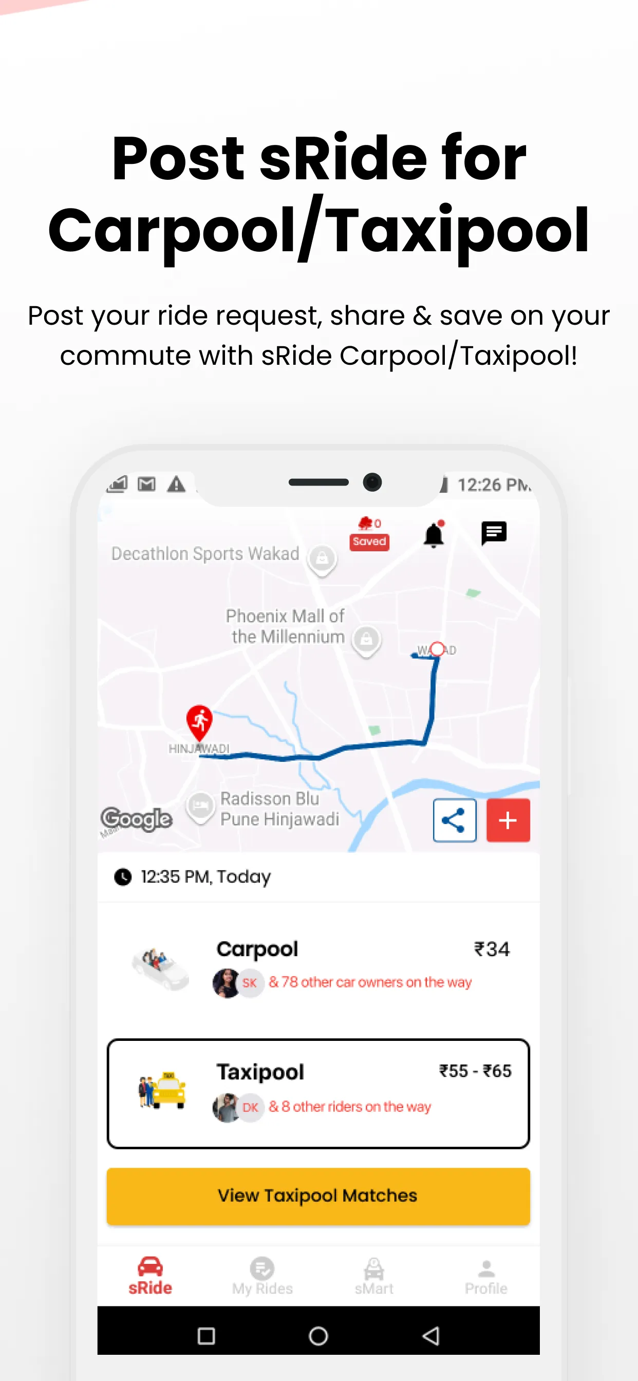 sRide™ - Carpool & Taxipool | Indus Appstore | Screenshot