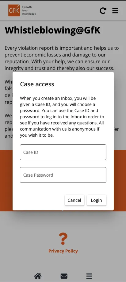 Whistleblowing@GfK App | Indus Appstore | Screenshot