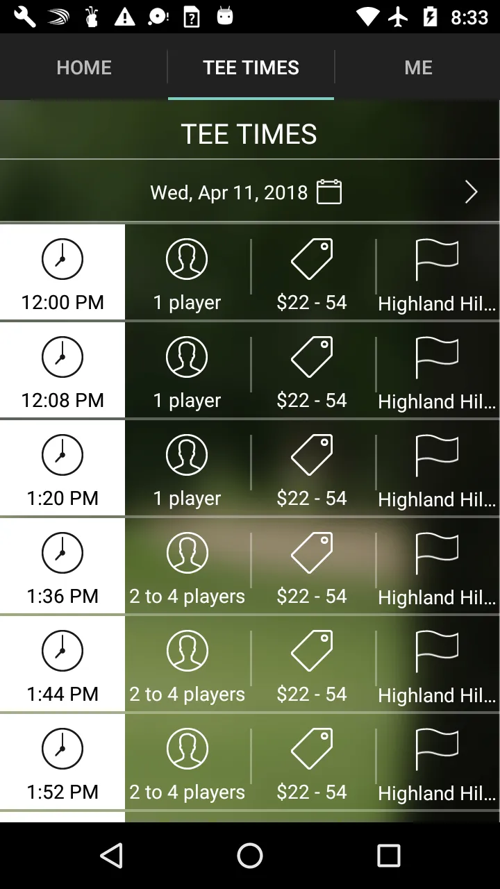 Highland Hills Tee Times | Indus Appstore | Screenshot