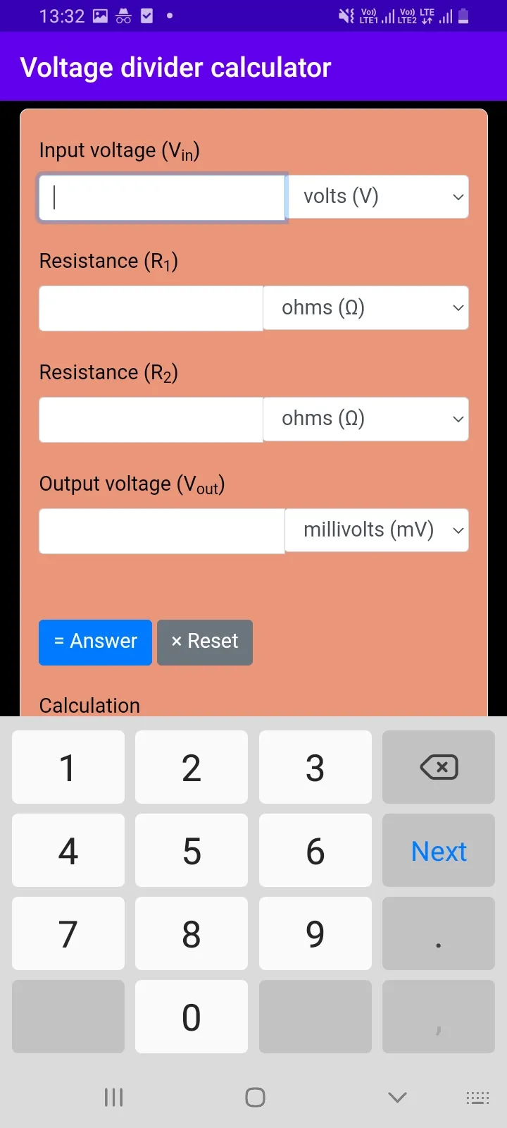 Voltage divider calculator | Indus Appstore | Screenshot