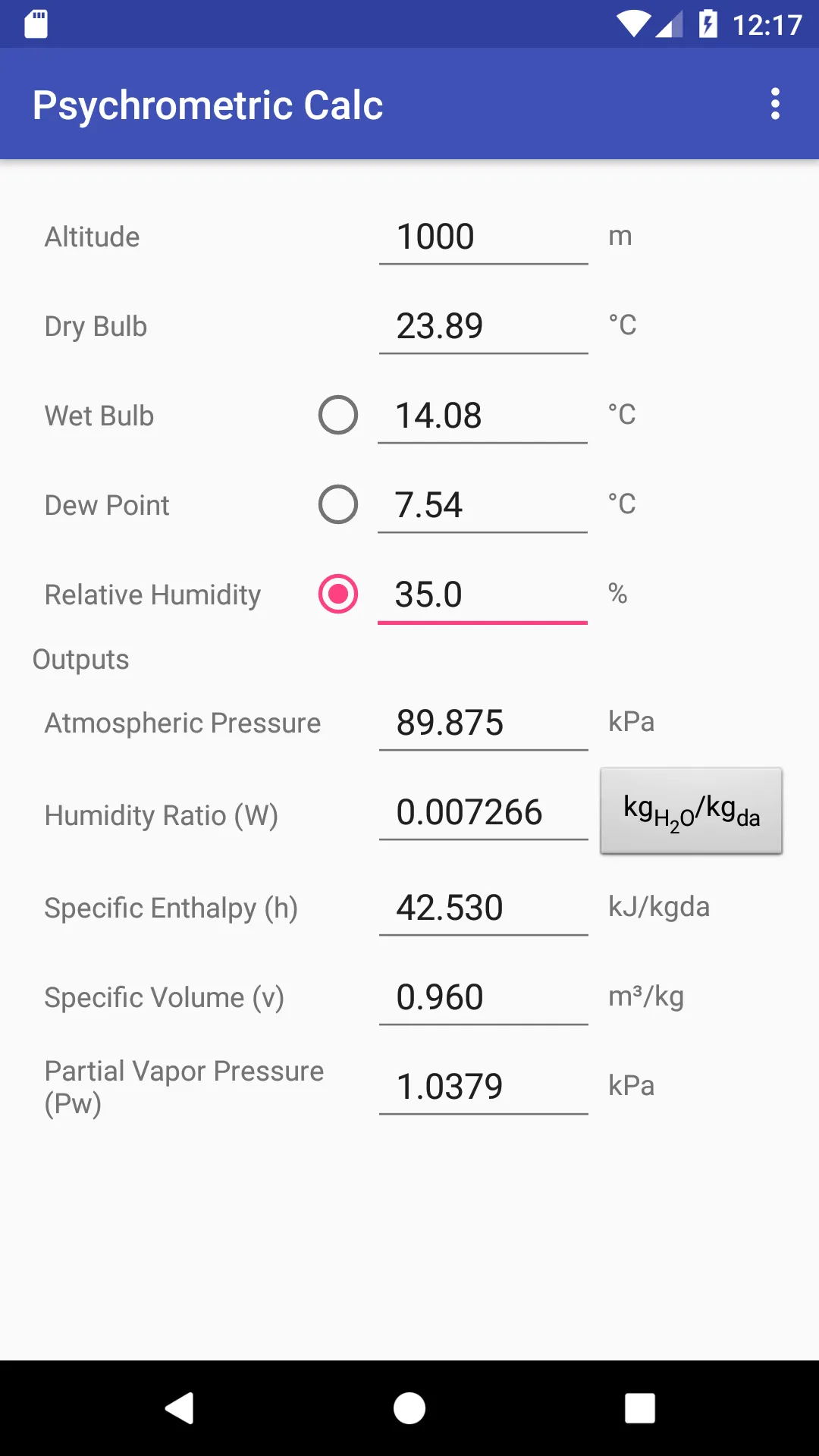 Psychrometric Calc | Indus Appstore | Screenshot