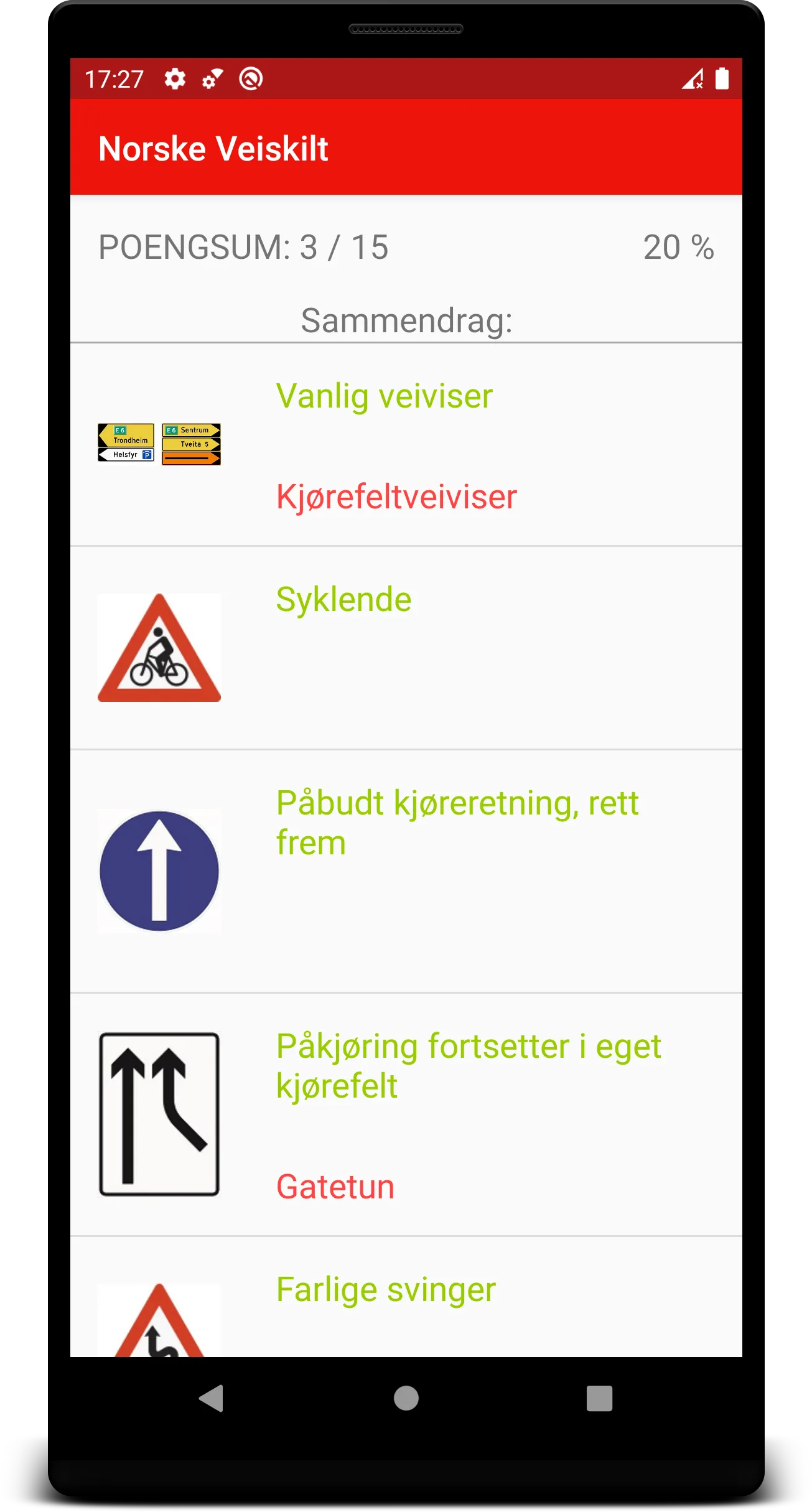 Norwegian Traffic Signs | Indus Appstore | Screenshot