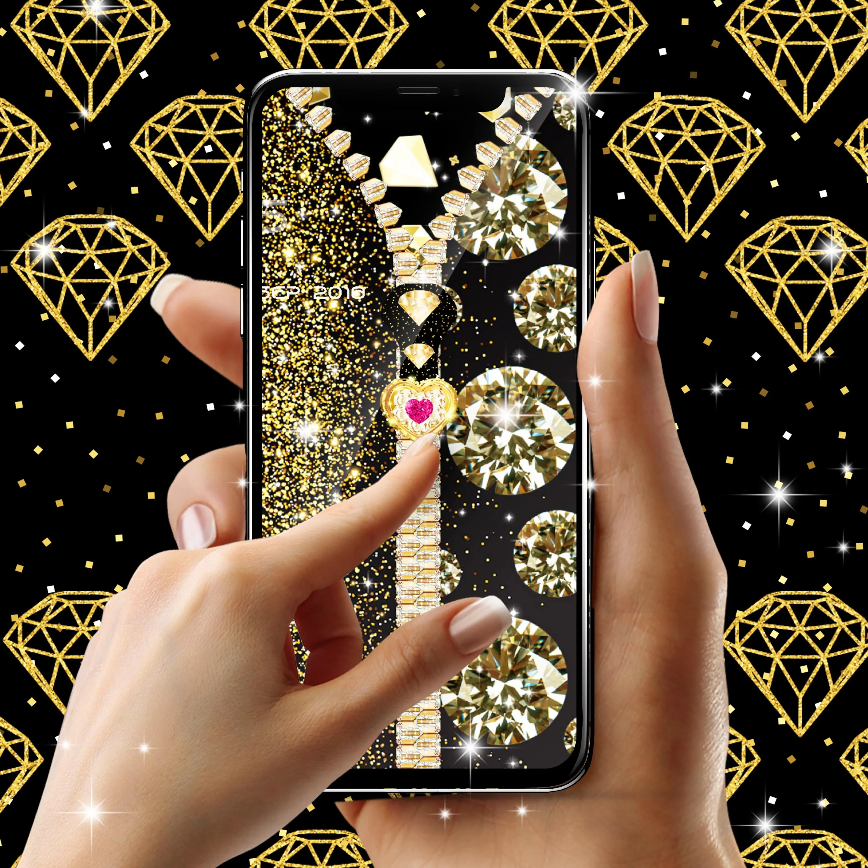 Gold diamond lock screen | Indus Appstore | Screenshot