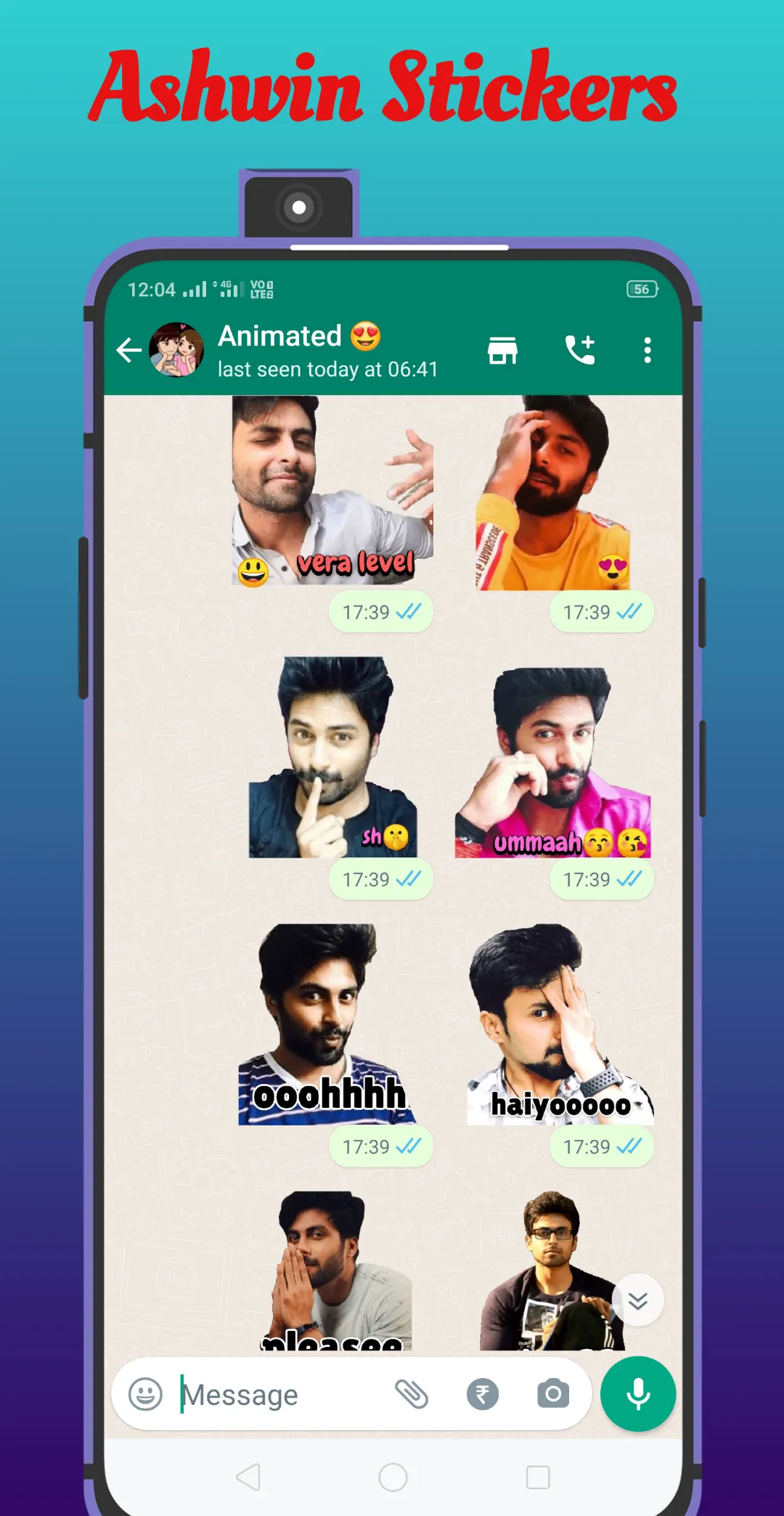 Ashwin Sivaangi Love Stickers | Indus Appstore | Screenshot