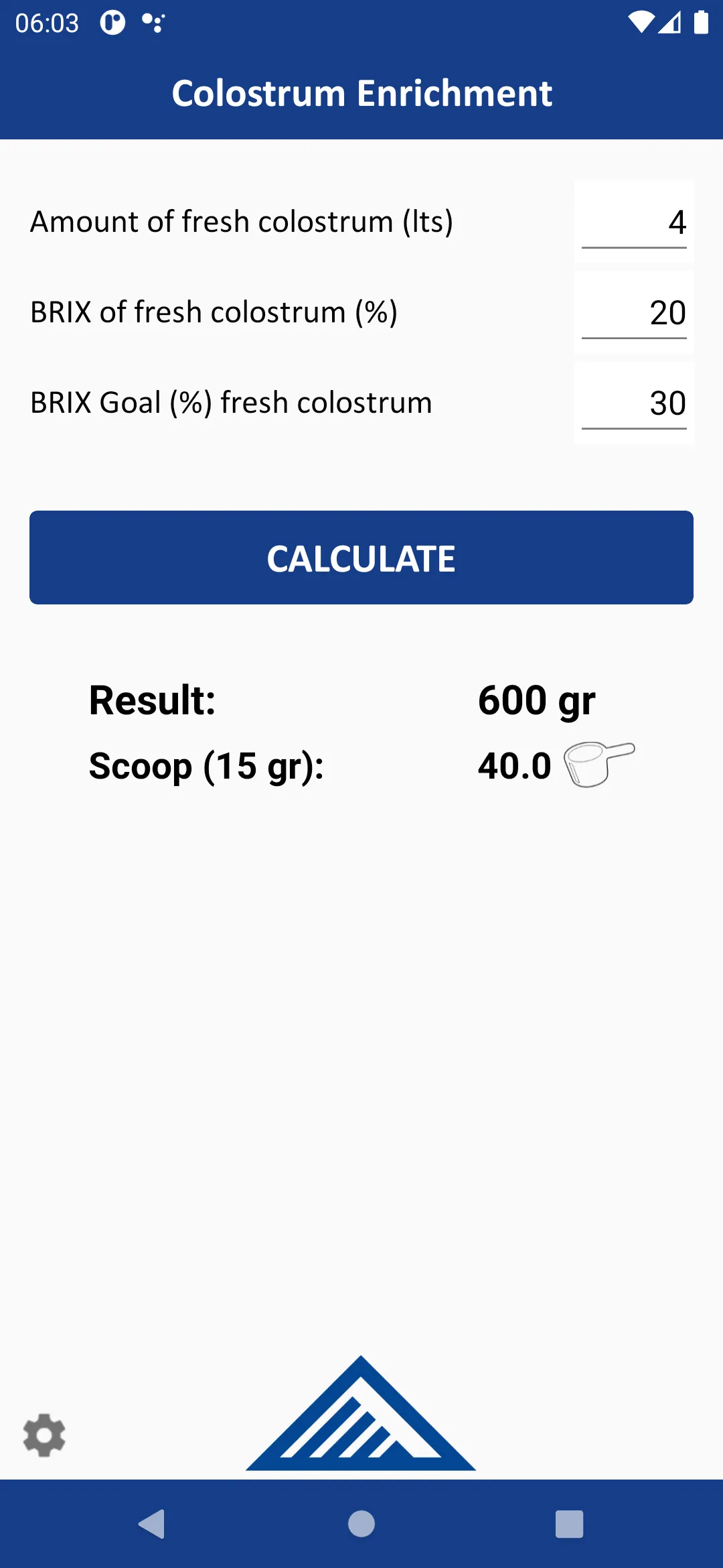 Alta Colostrum Calculator | Indus Appstore | Screenshot