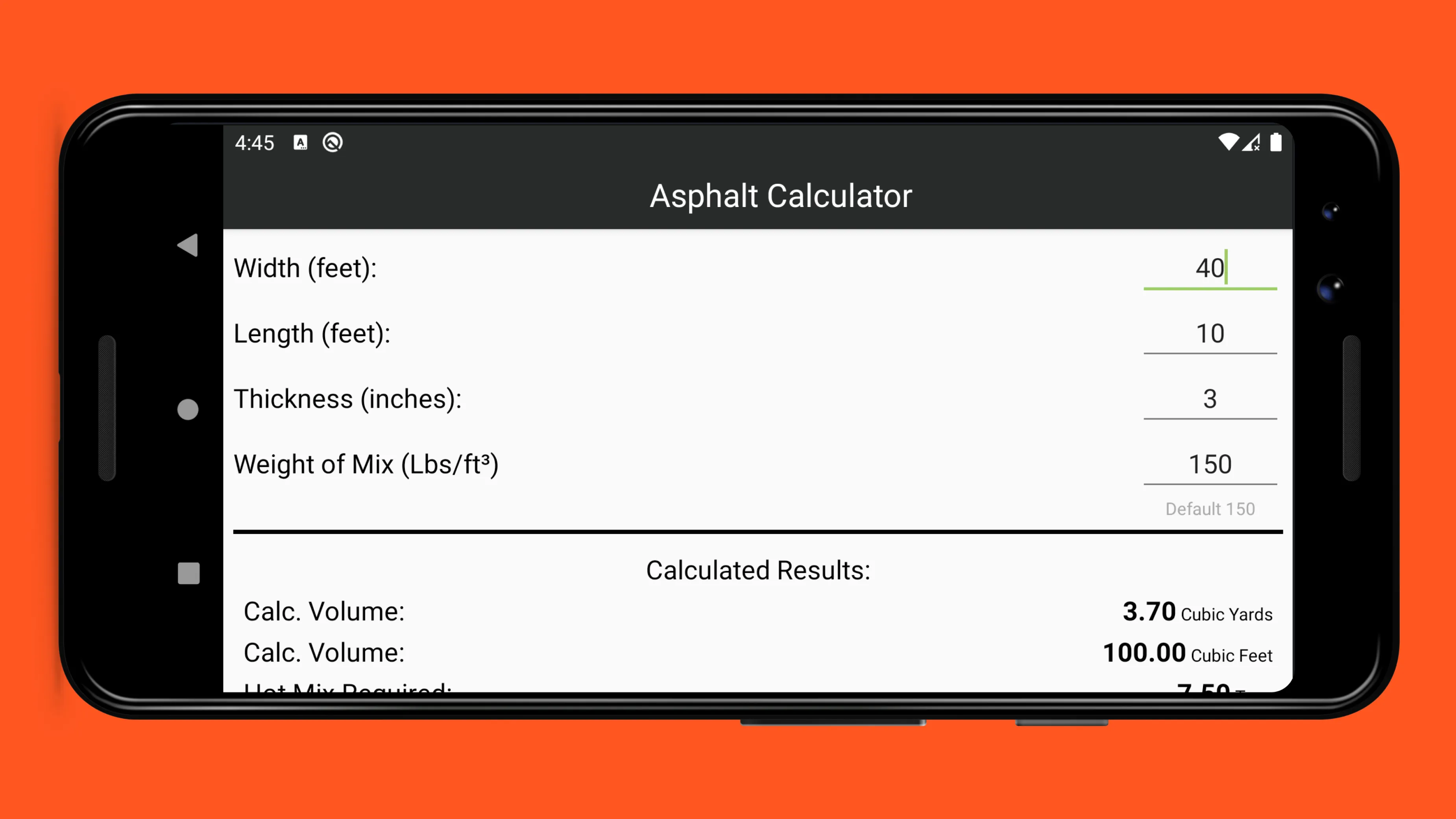 Asphalt Calculator Pro | Indus Appstore | Screenshot