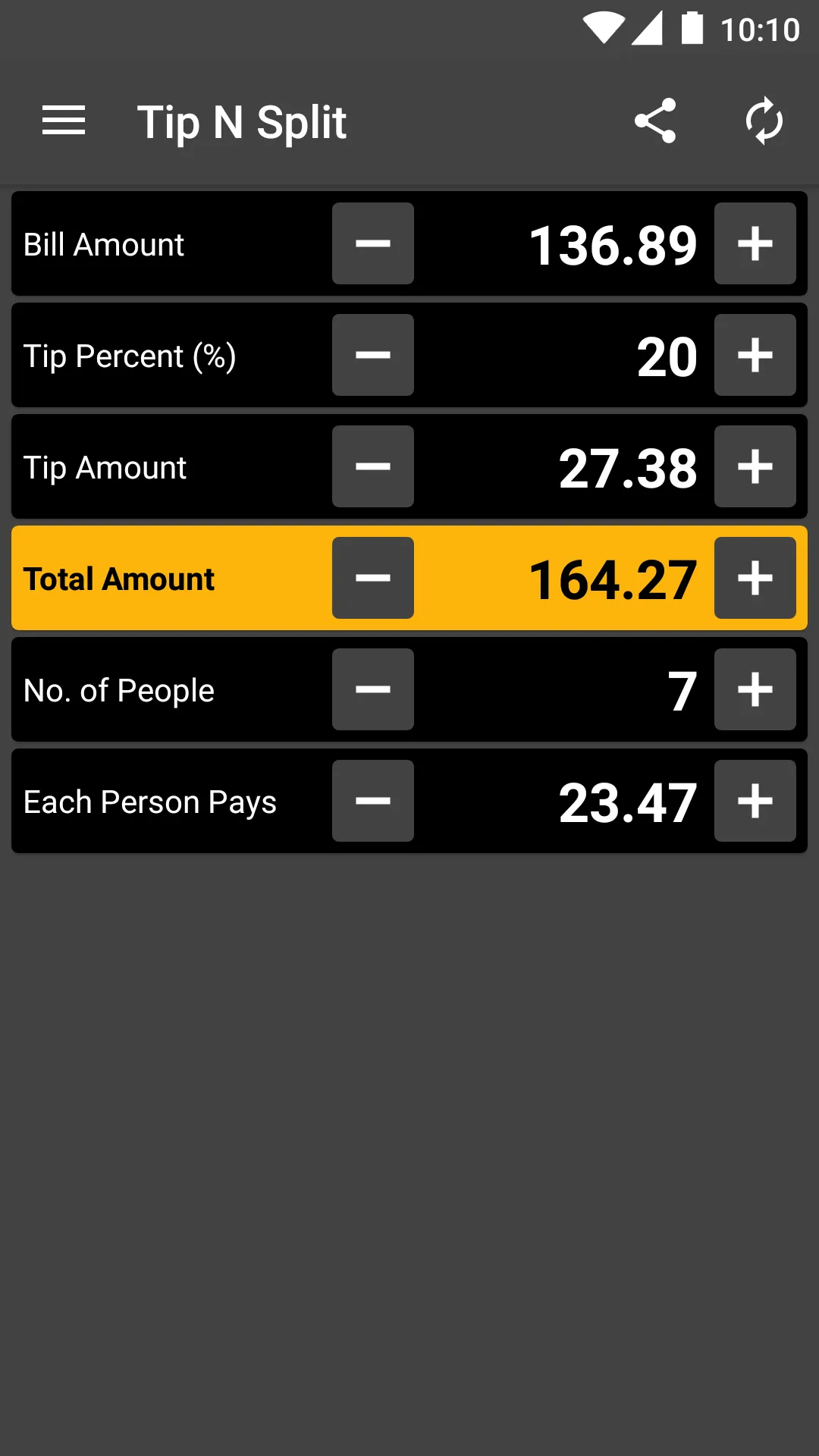 Tip N Split Tip Calculator | Indus Appstore | Screenshot