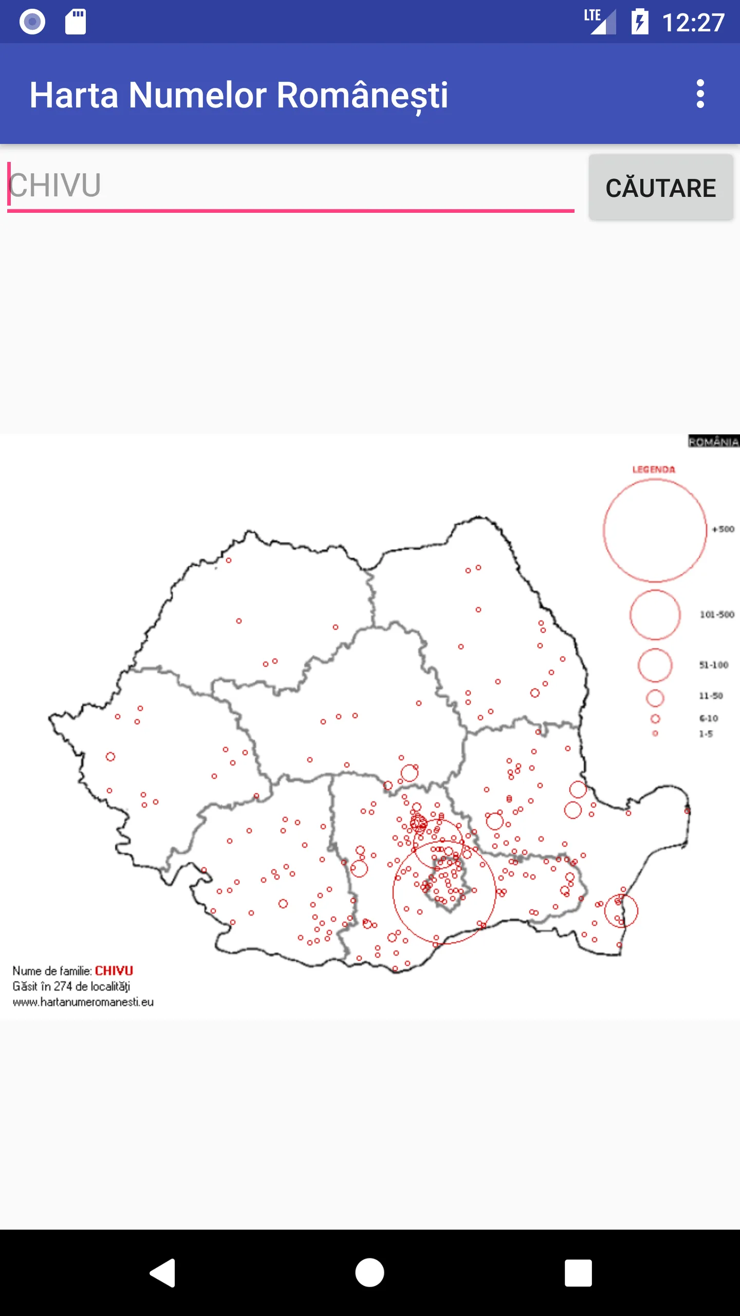 Harta Numelor Românești | Indus Appstore | Screenshot