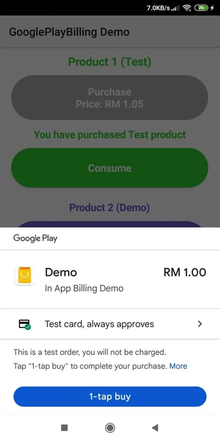 GooglePlayBilling Demo | Indus Appstore | Screenshot