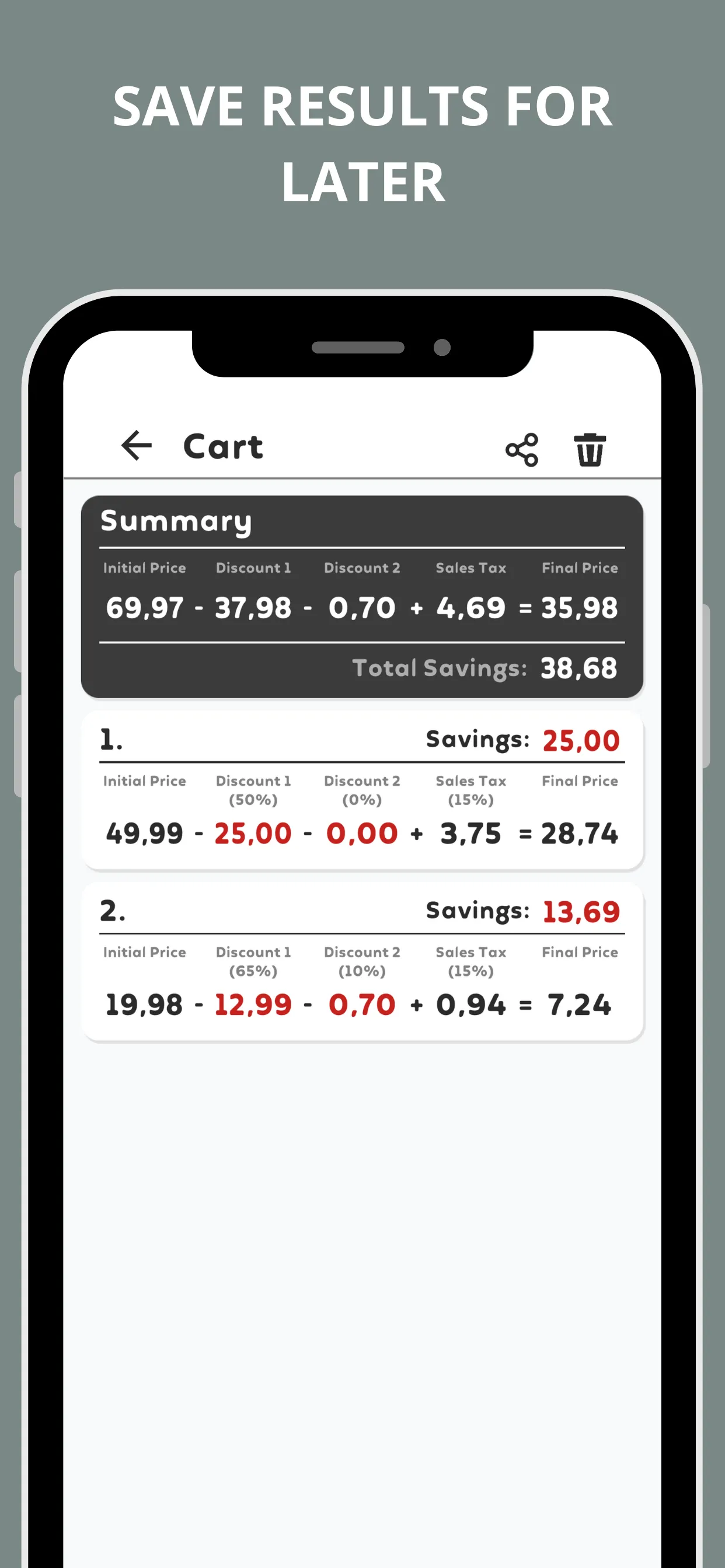 Percent Off Shoping Calculator | Indus Appstore | Screenshot