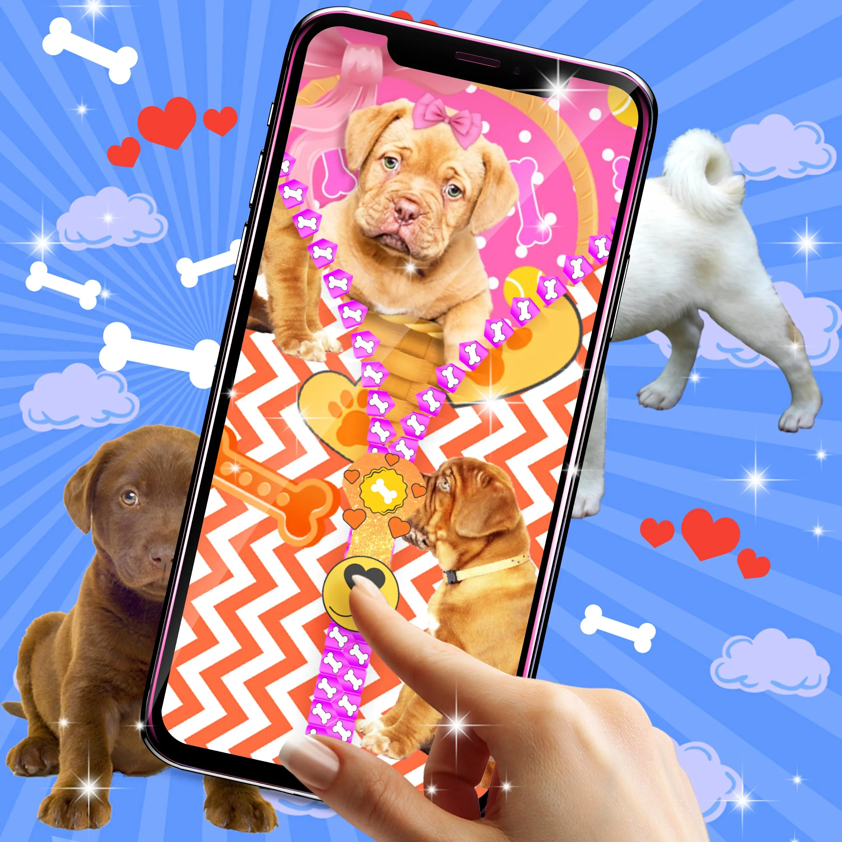 Cute puppy zipper lock screen | Indus Appstore | Screenshot