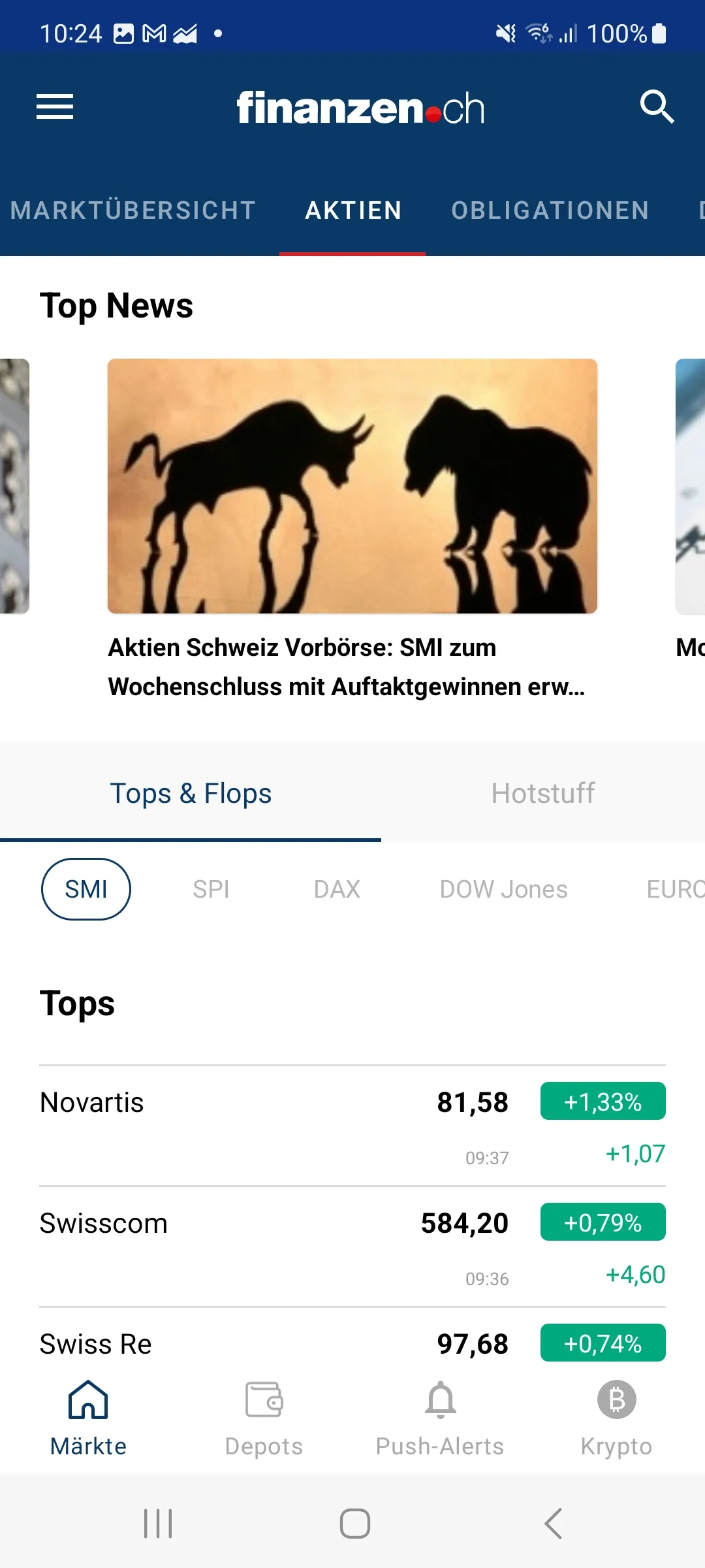 finanzen.ch Börse & Aktien | Indus Appstore | Screenshot