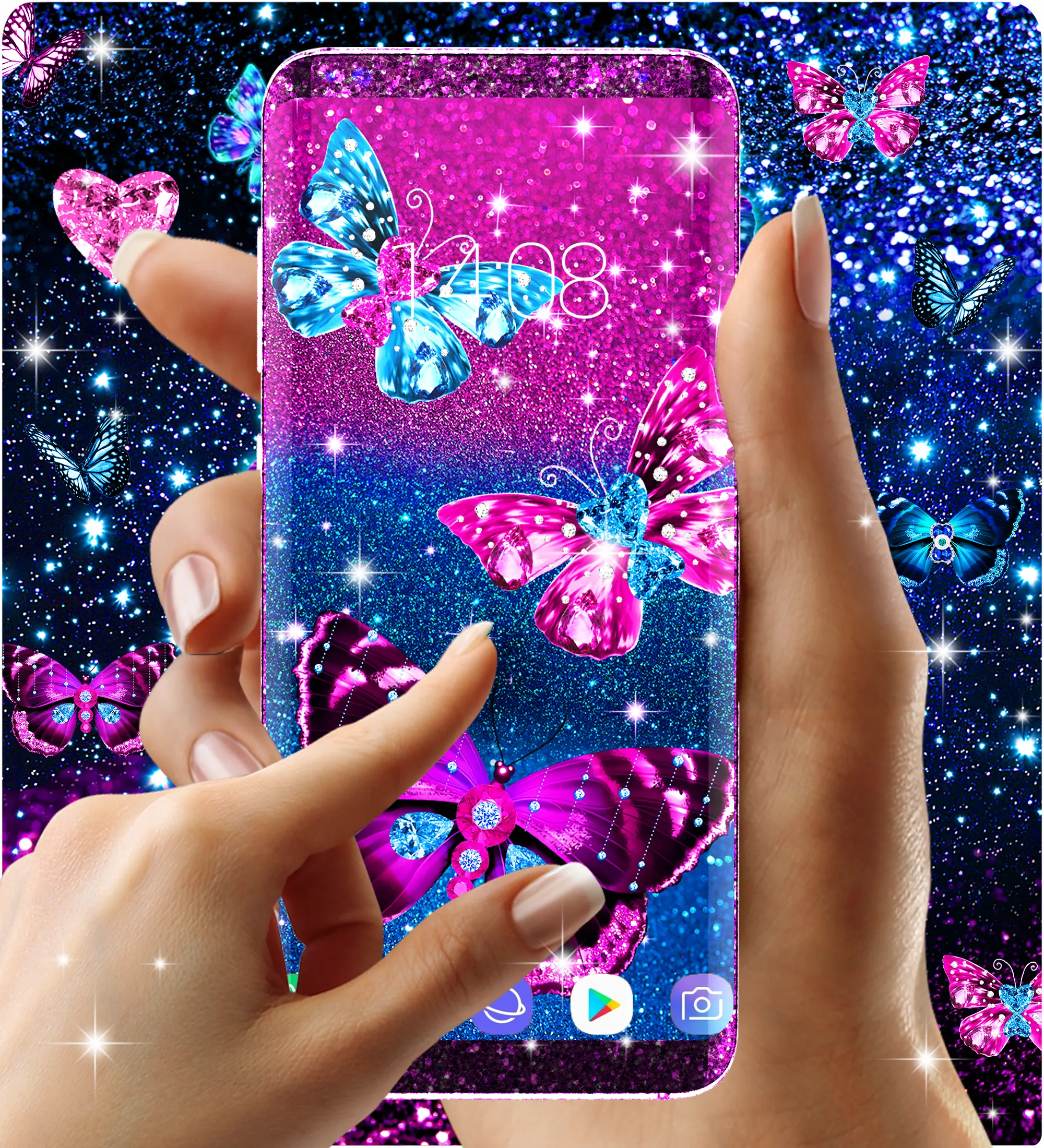 Blue glitz butterfly wallpaper | Indus Appstore | Screenshot