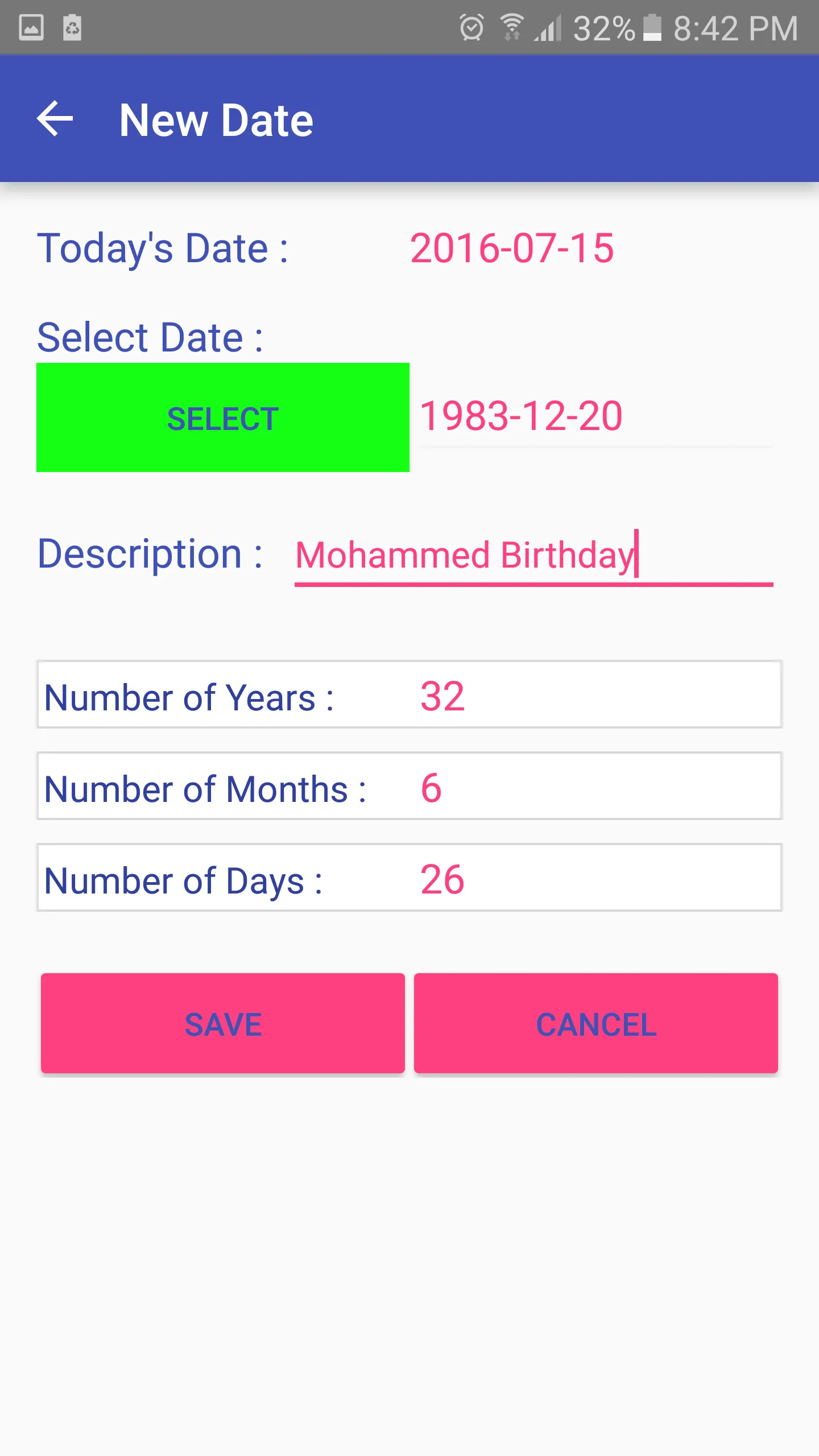 Date Calculator | Indus Appstore | Screenshot