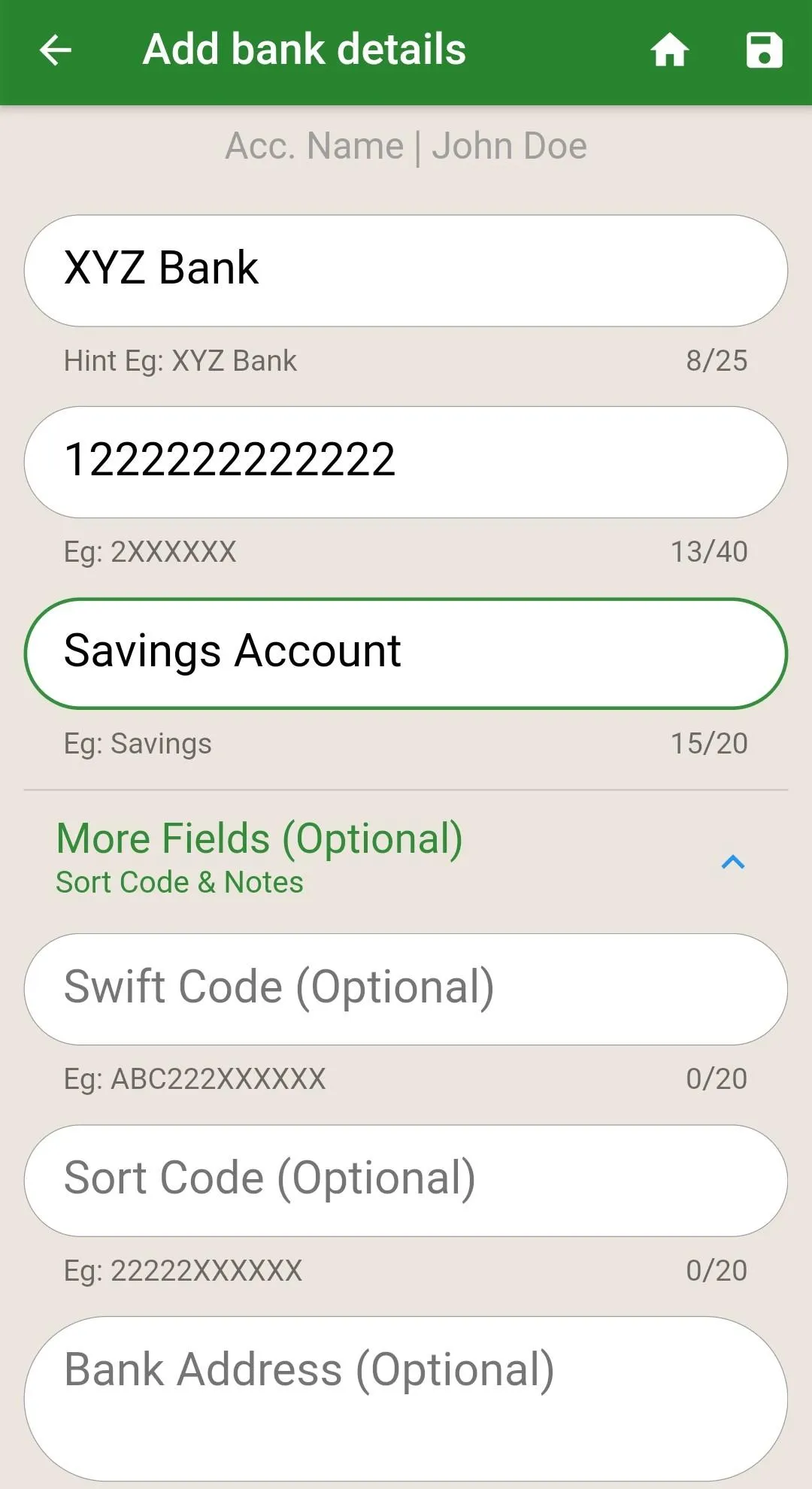 Bank Account Number Manager | Indus Appstore | Screenshot