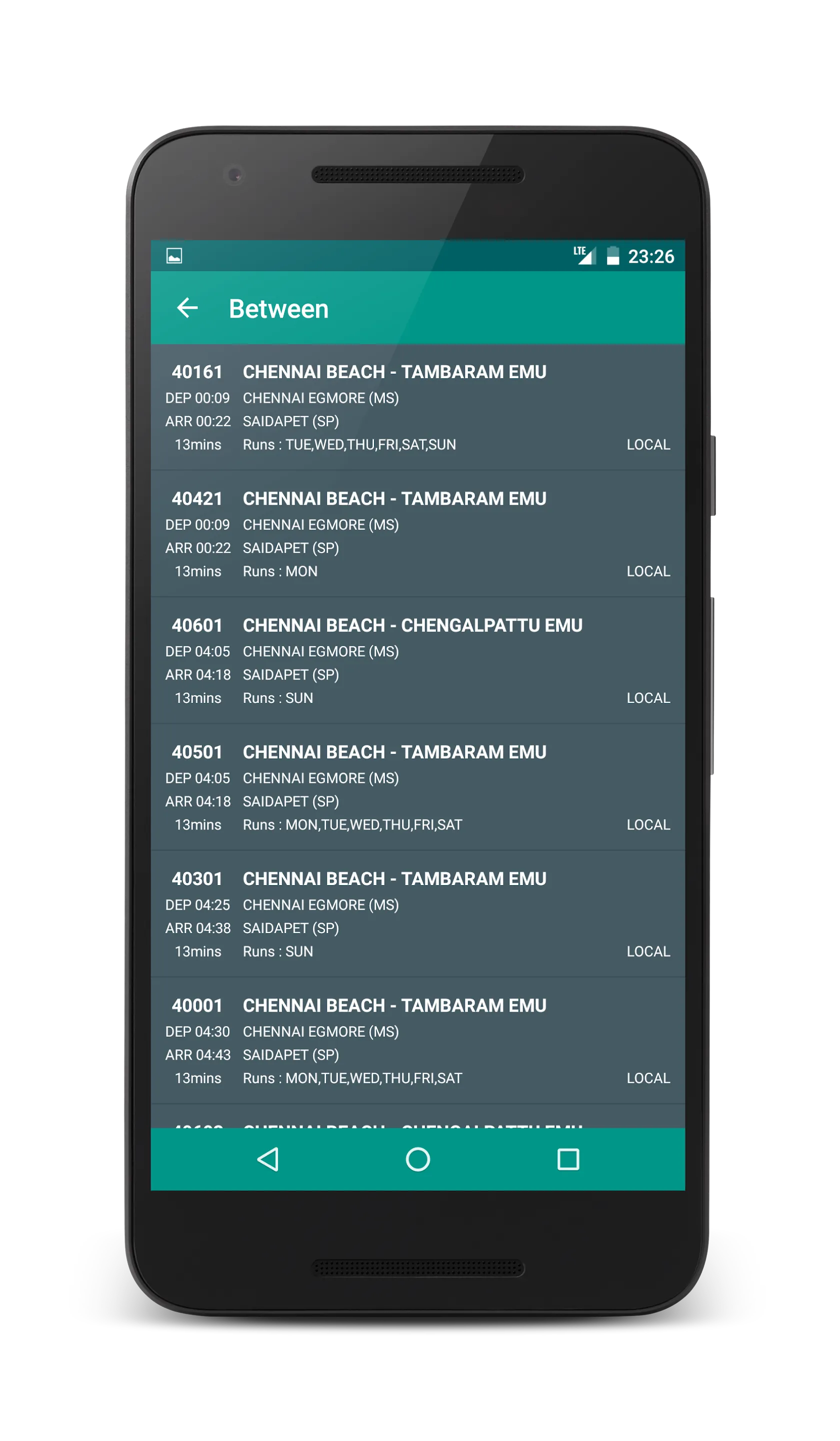 Local Train Time Table | Indus Appstore | Screenshot