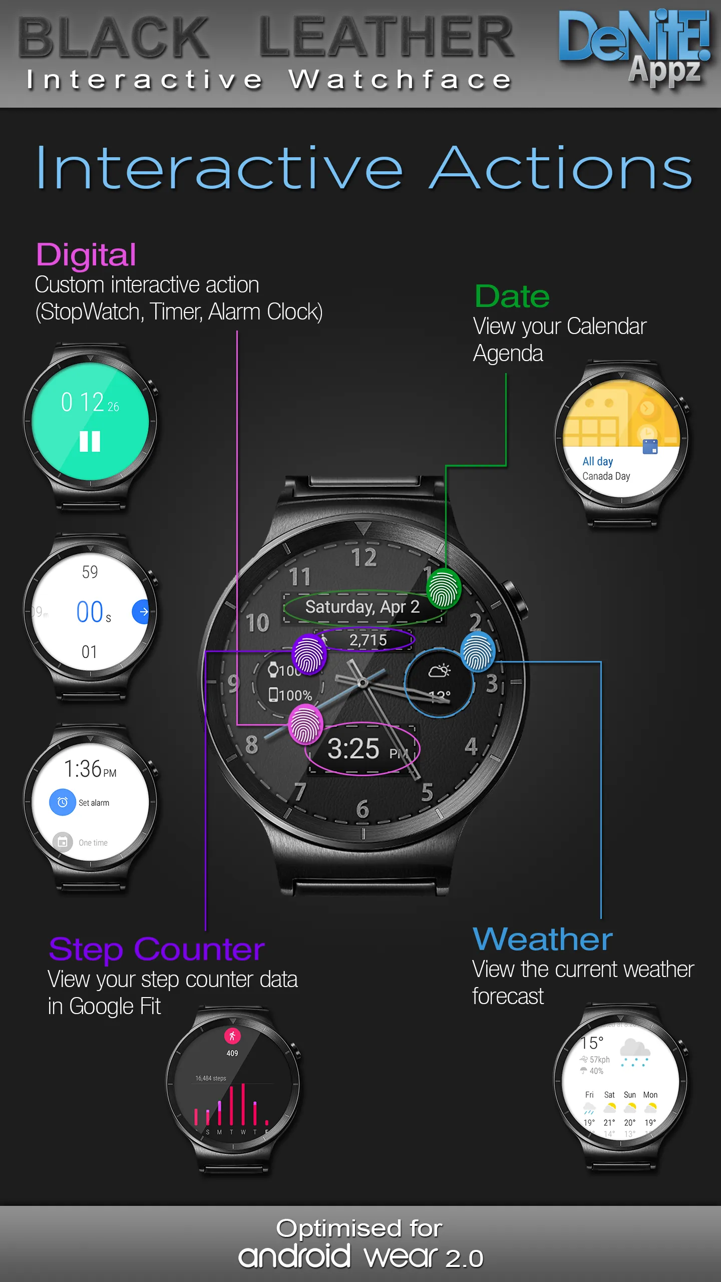 Black Leather HD Watch Face | Indus Appstore | Screenshot