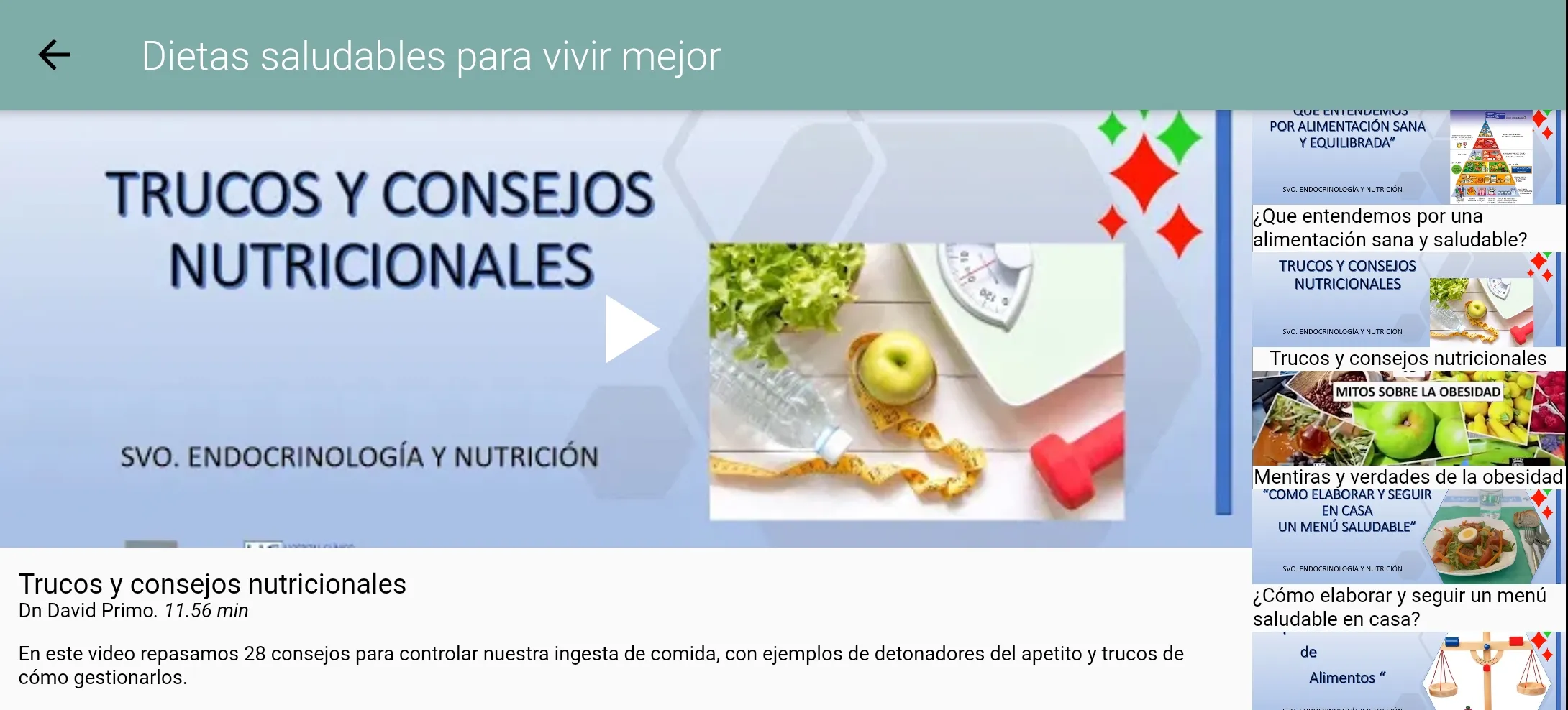 Dieta para vivir sano | Indus Appstore | Screenshot