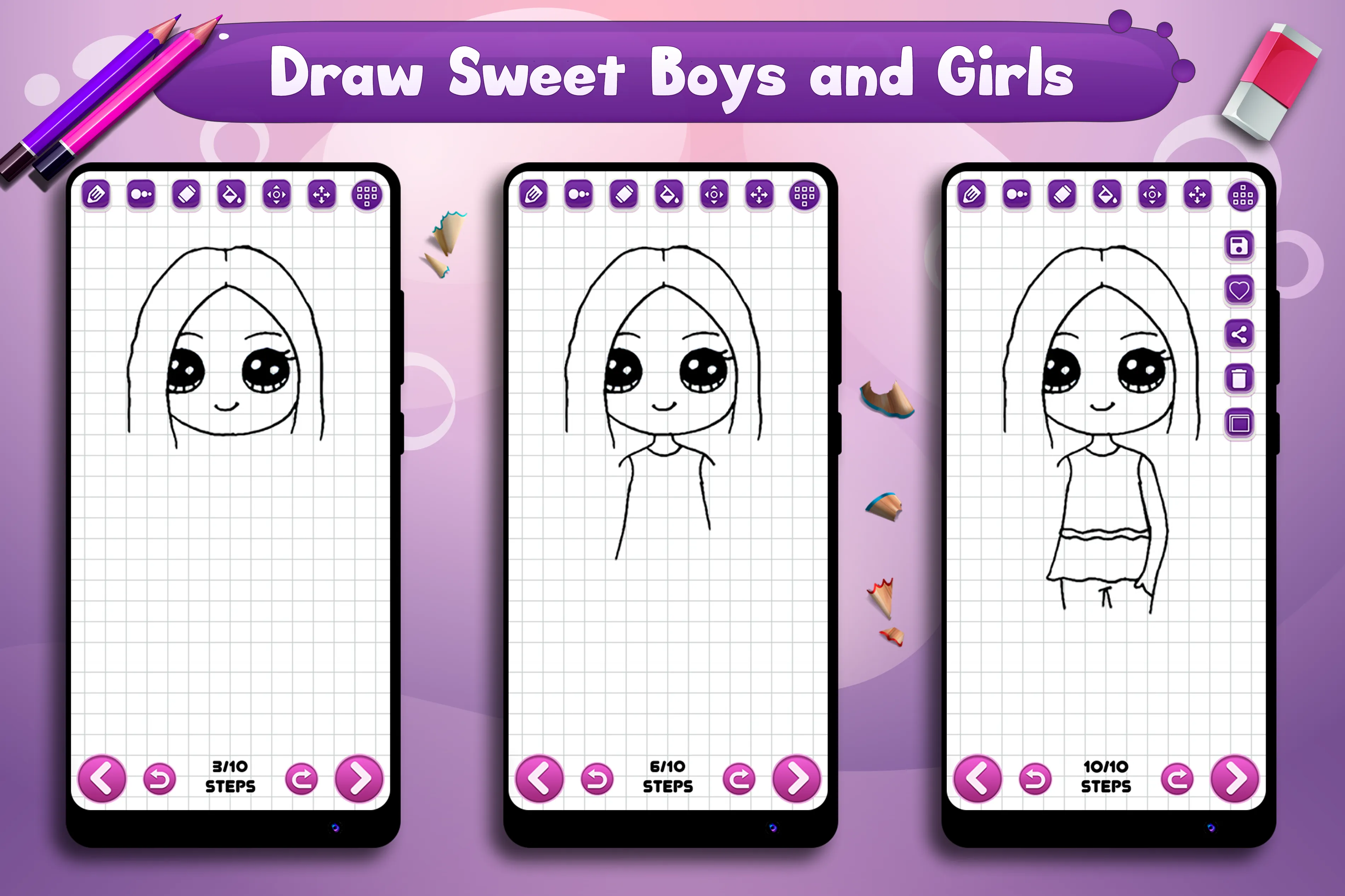 Learn to Draw Cute Girls Boys | Indus Appstore | Screenshot