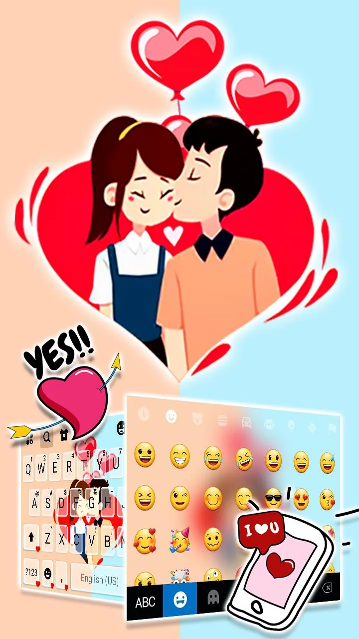 Lover Kiss Keyboard Theme | Indus Appstore | Screenshot