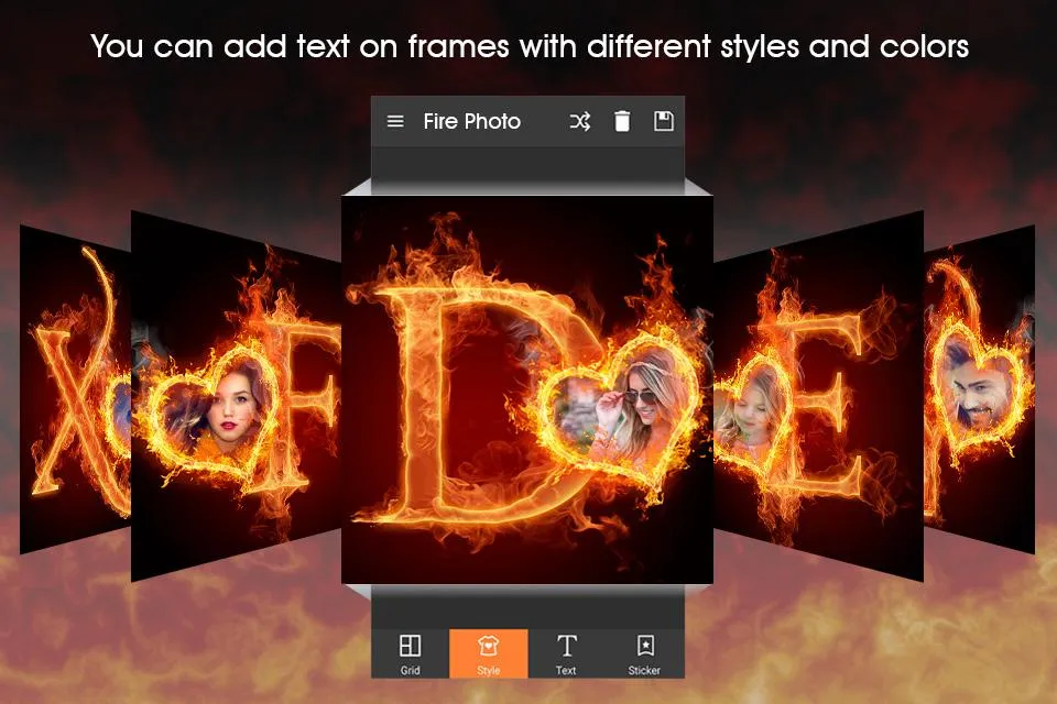 Fire Text Photo Frame | Indus Appstore | Screenshot