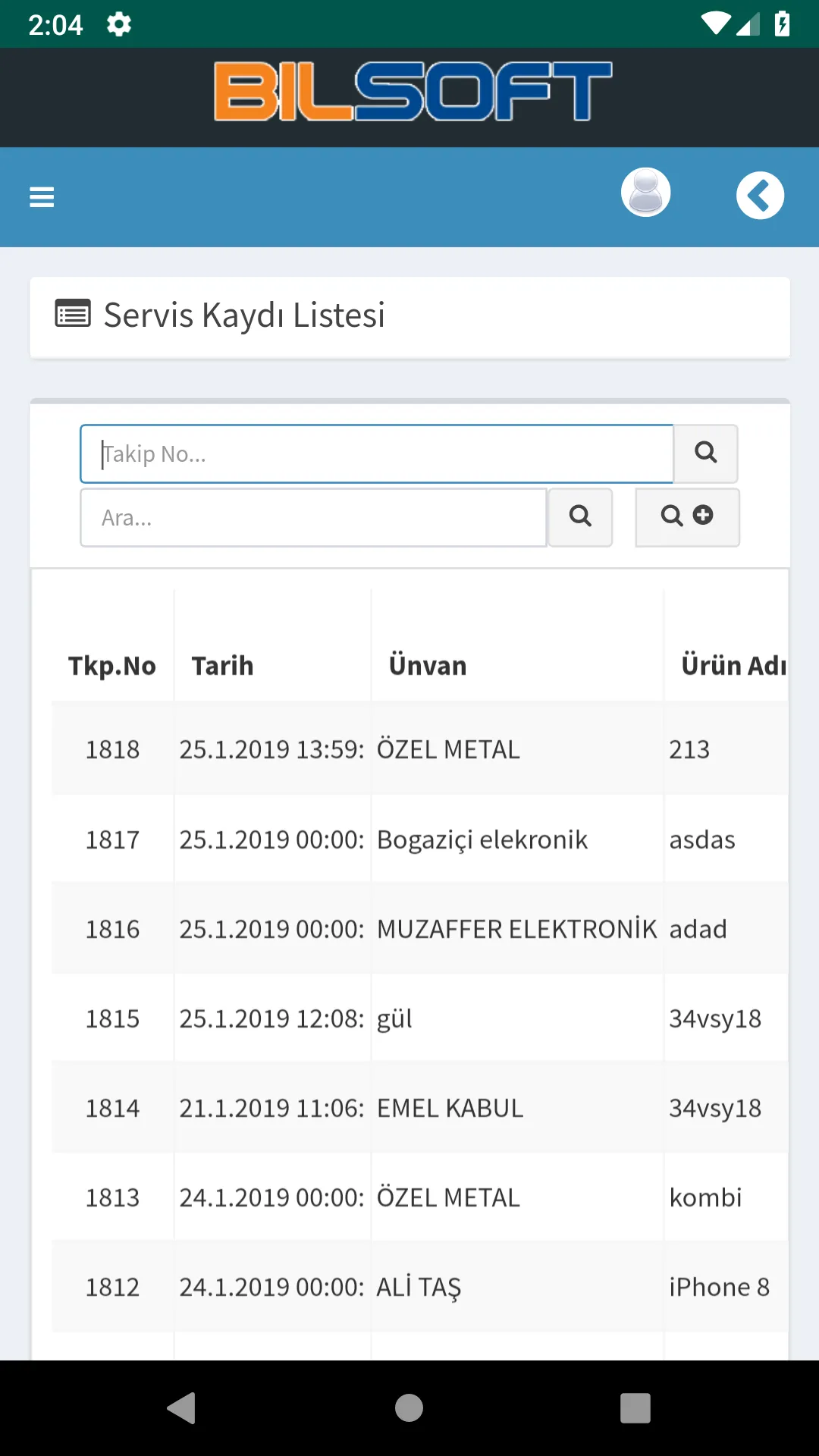 Bilsoft Teknik Servis Programı | Indus Appstore | Screenshot